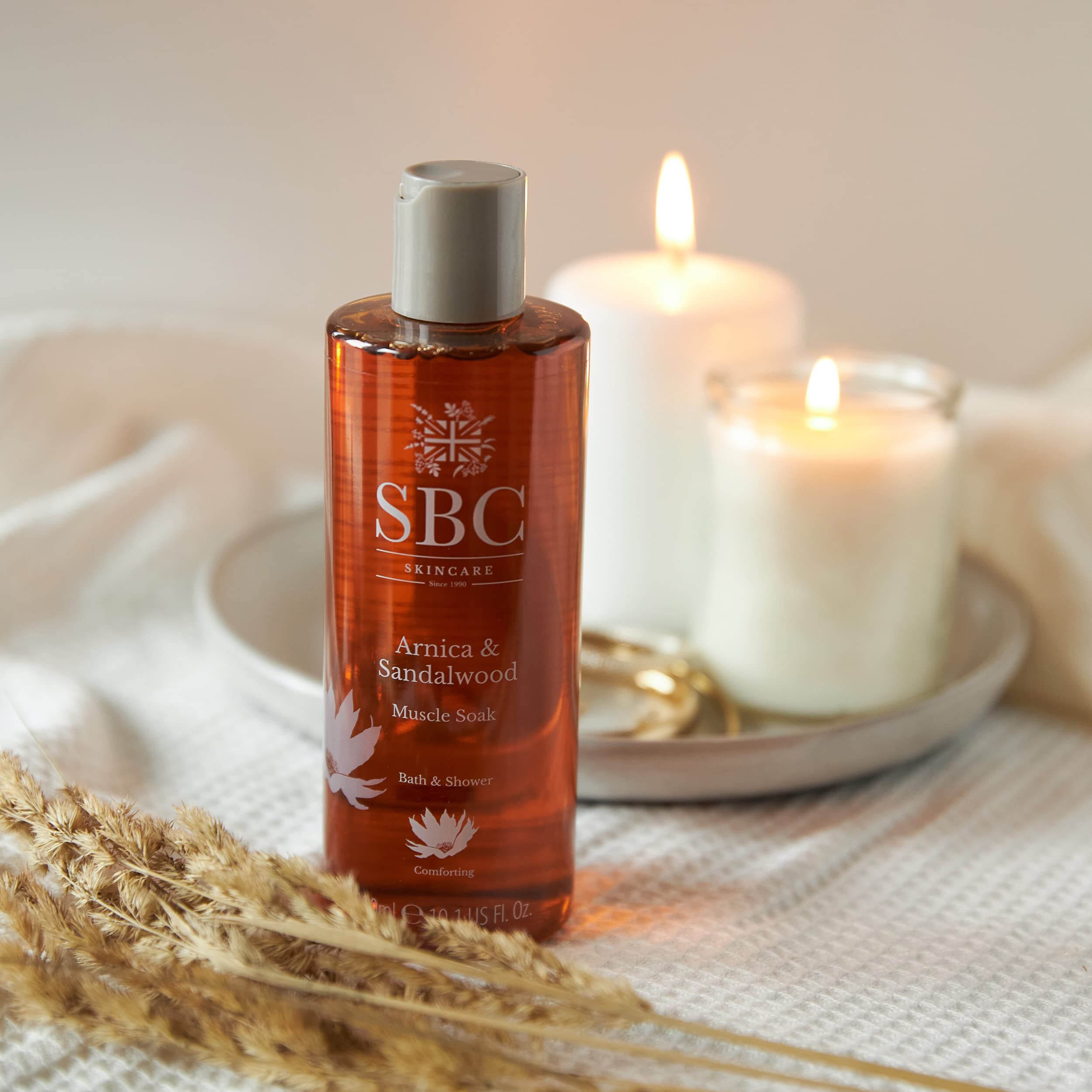 SBC Skincare Arnica & Sandalwood Muscle Soak - 500ml | Soothing Bubble Bath Gel
