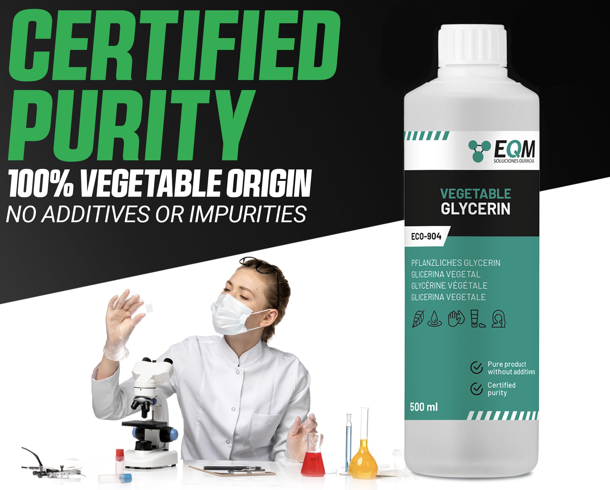 EQM ECO-904 Liquid Vegetable Glycerin 99.5% Pure & Natural for Skin & Hair Care - 500 ml 4