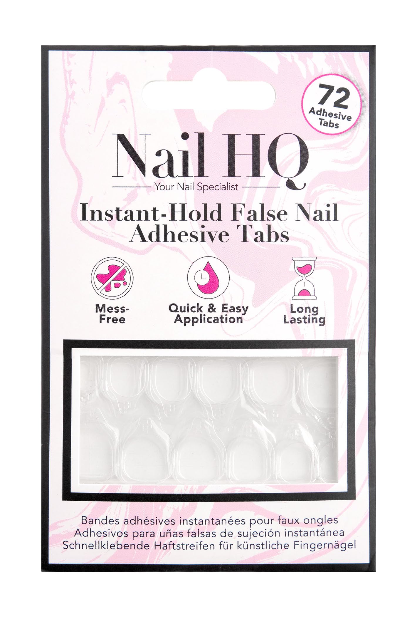 NAIL HQ Instant-Hold False Nail Adhesive Tabs (72 Count) - Mess Free & Long Lasting