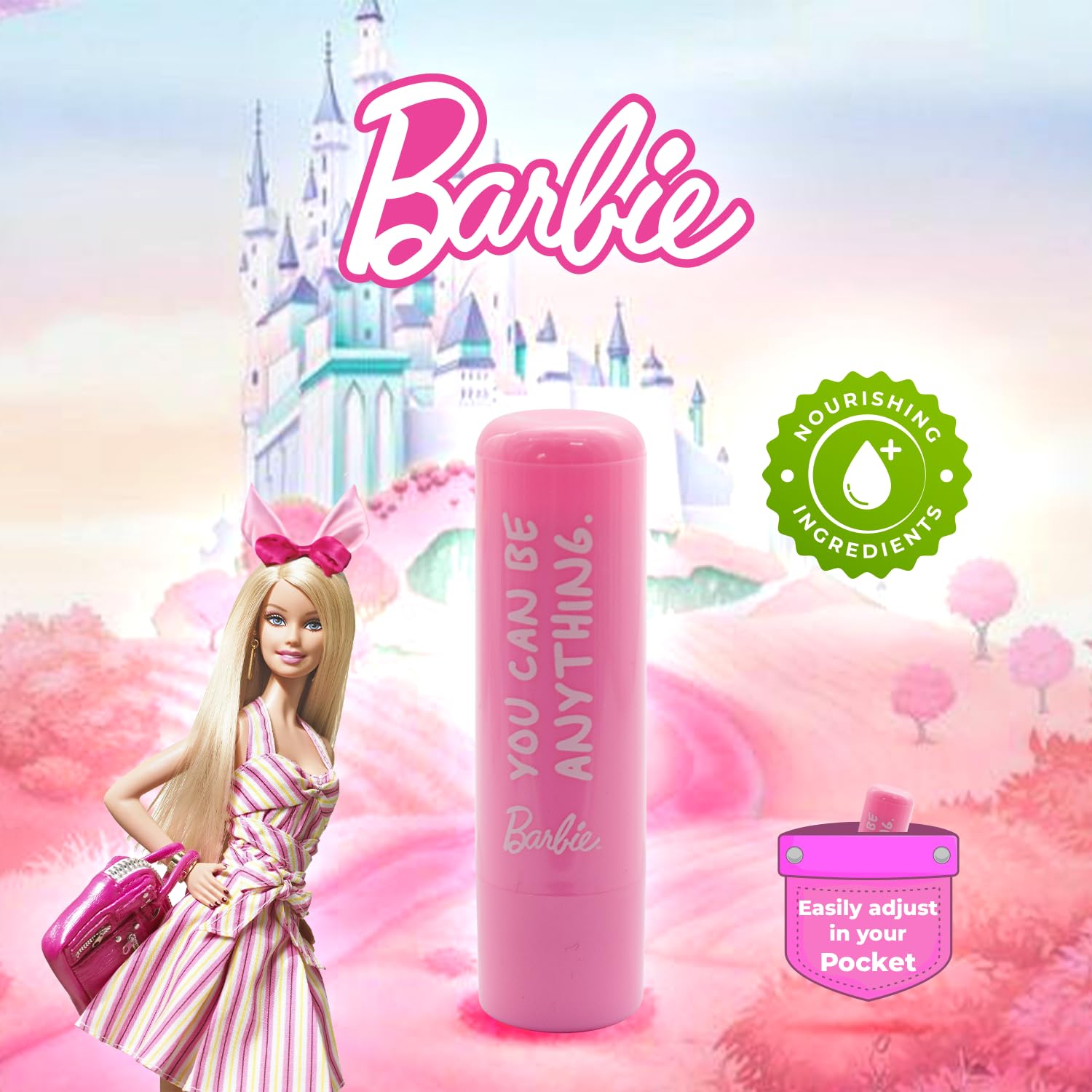 Uroda Barbie Lippenbalsam mit Erdbeercreme-Geschmack für Kinder – Feuchtigkeitsspendend und pflegend 3