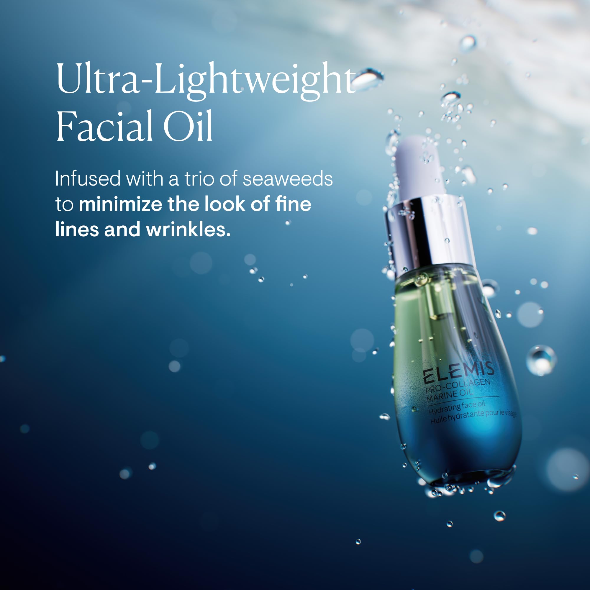 ELEMIS Pro-Collagen Marine Oil, Anti-Falten-Gesichtselixier mit drei algenreichen Wirkstoffen, leichte Gesichtsserum zur Feuchtigkeitsversorgung, Meereskollagen für revitalisierte und strahlende Haut, 15 ml