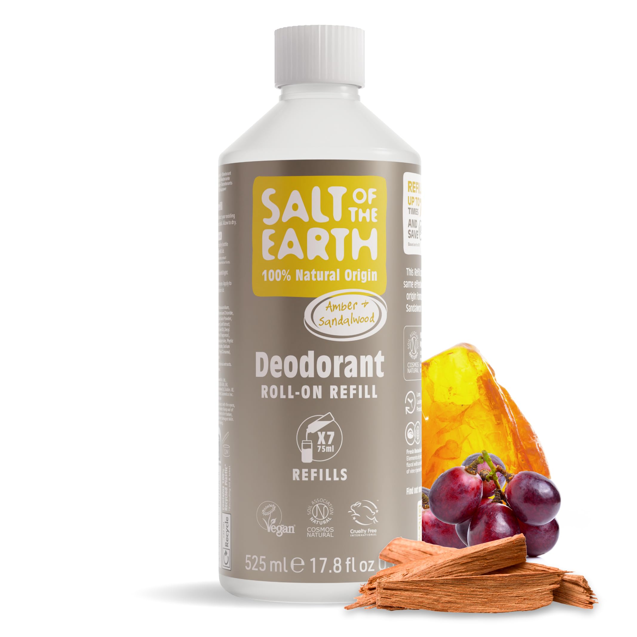 Salt of the Earth Amber & Sandalwood Natural Deodorant Roll-On Refill (7 Uses)