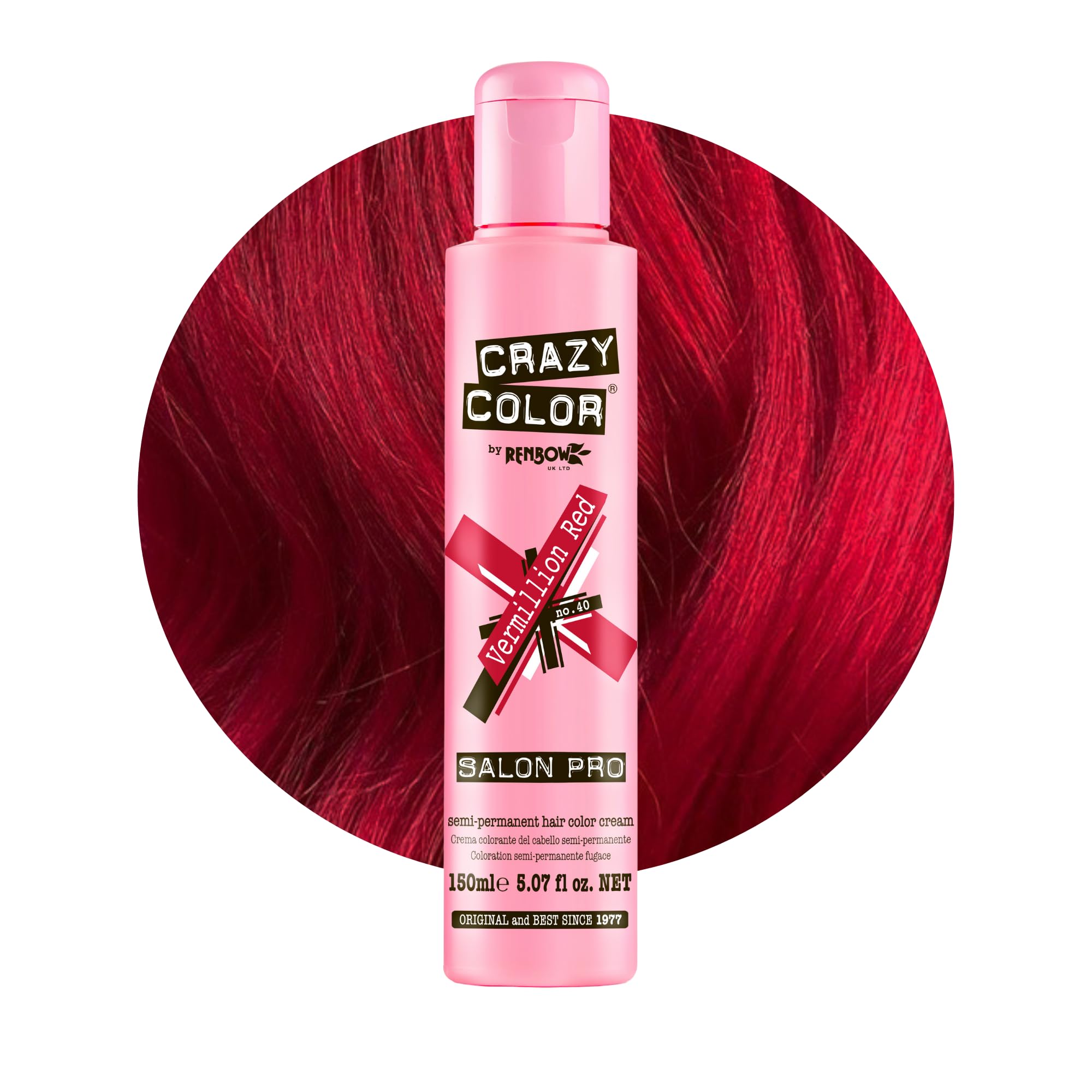 Crazy Color Vermillion Red Semi-Permanent Hair Dye - Highly Pigmented & Conditioning