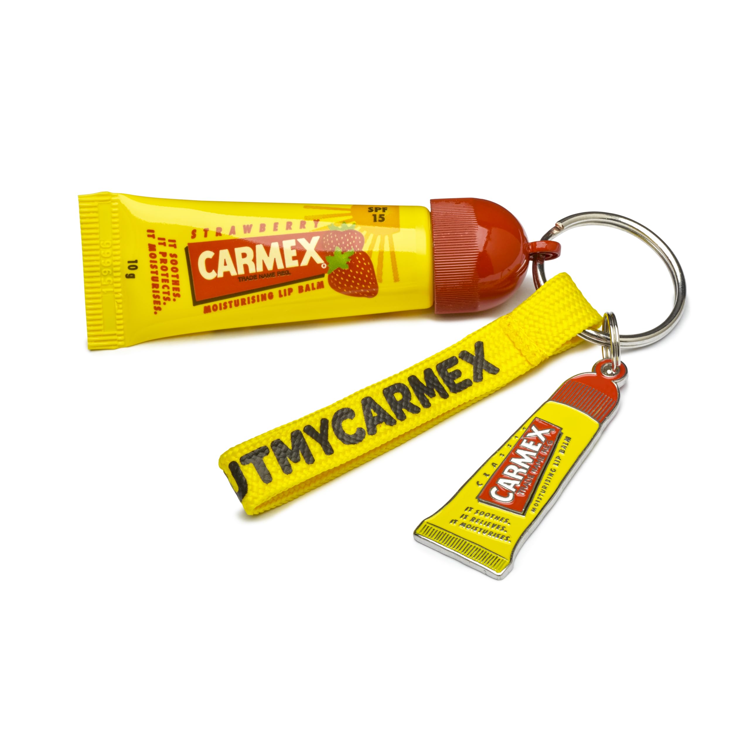 CARMEX Limited Edition Keyring Set with SPF 15 Strawberry Lip Balm Tube