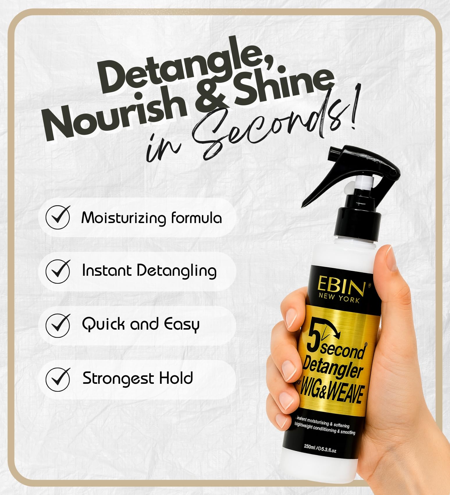 EBIN NEW YORK 5 Second Detangler Spray for Wigs, Weaves, and Extensions 3