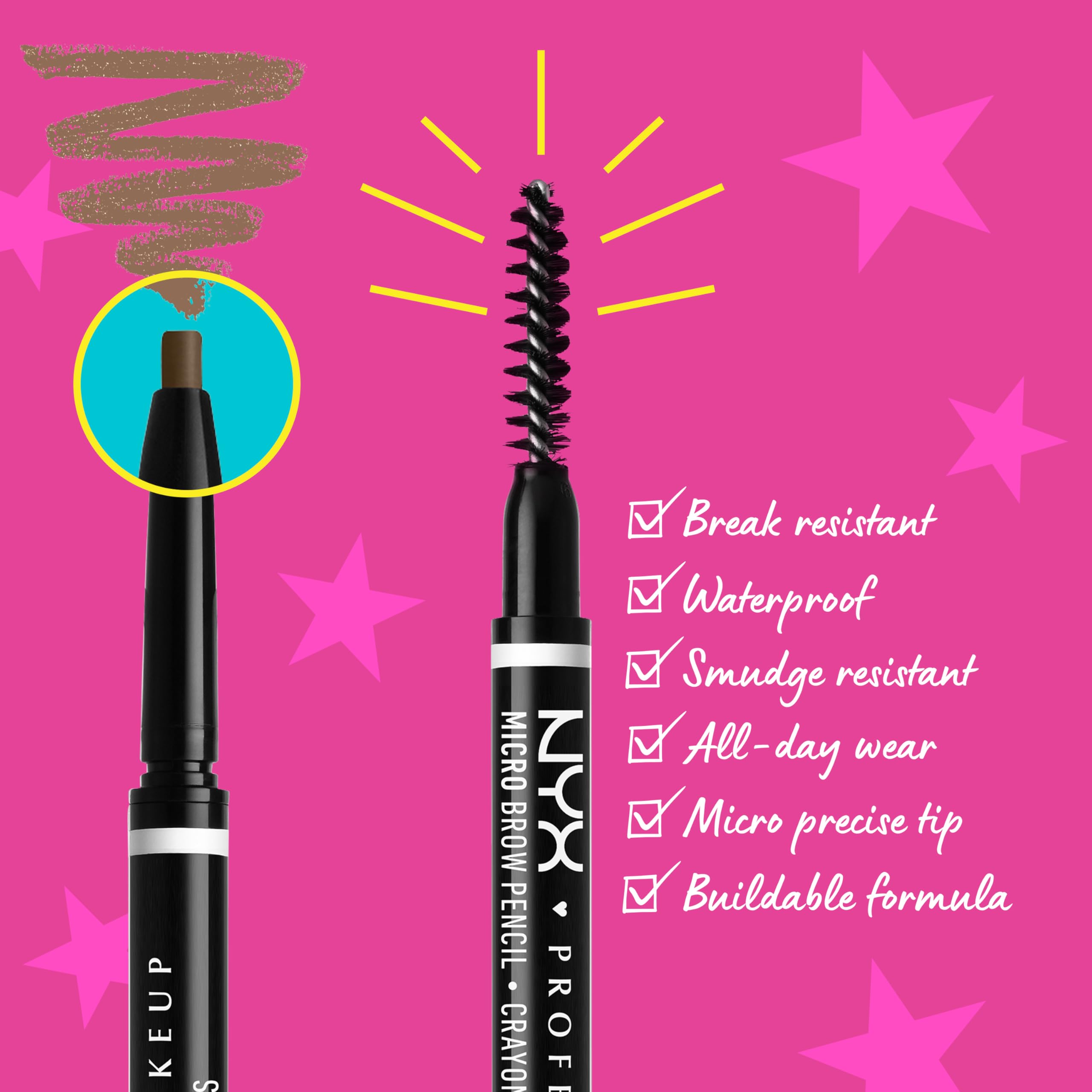 NYX Professional Makeup Micro Brow Pencil - Dual Ended with Spoolie, Vegan Formula, Espresso