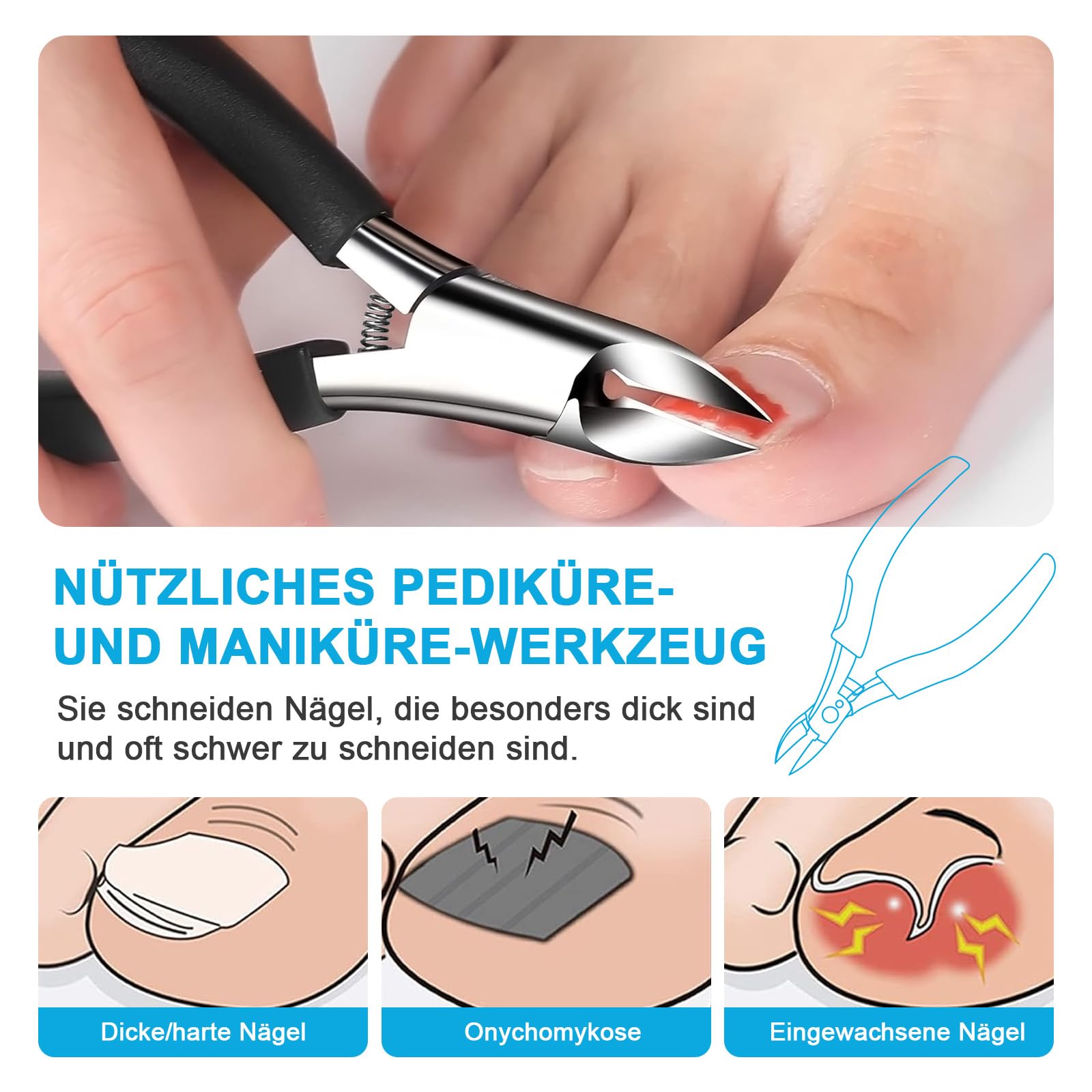 SURFOU Heavy Duty Stainless Steel Toe Nail Clippers for Thick & Ingrown Nails 3