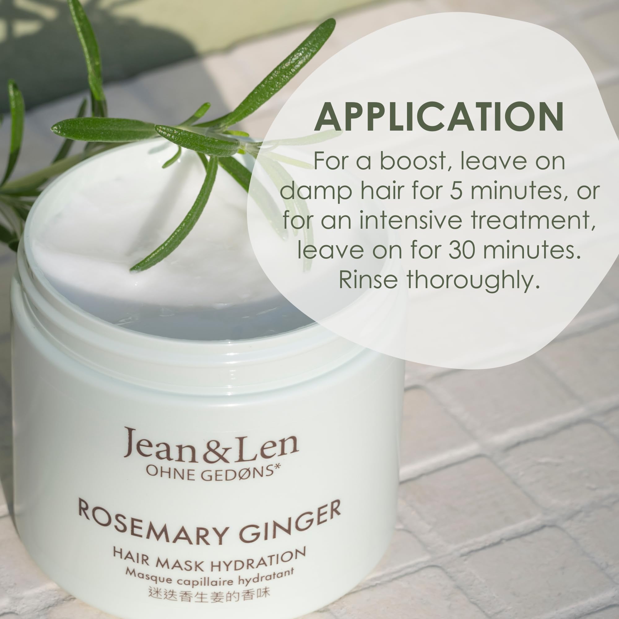 Jean&Len Hair Mask Rosemary & Ginger for Heavily Damaged, Dry and Dull Hair, 200 ml 5