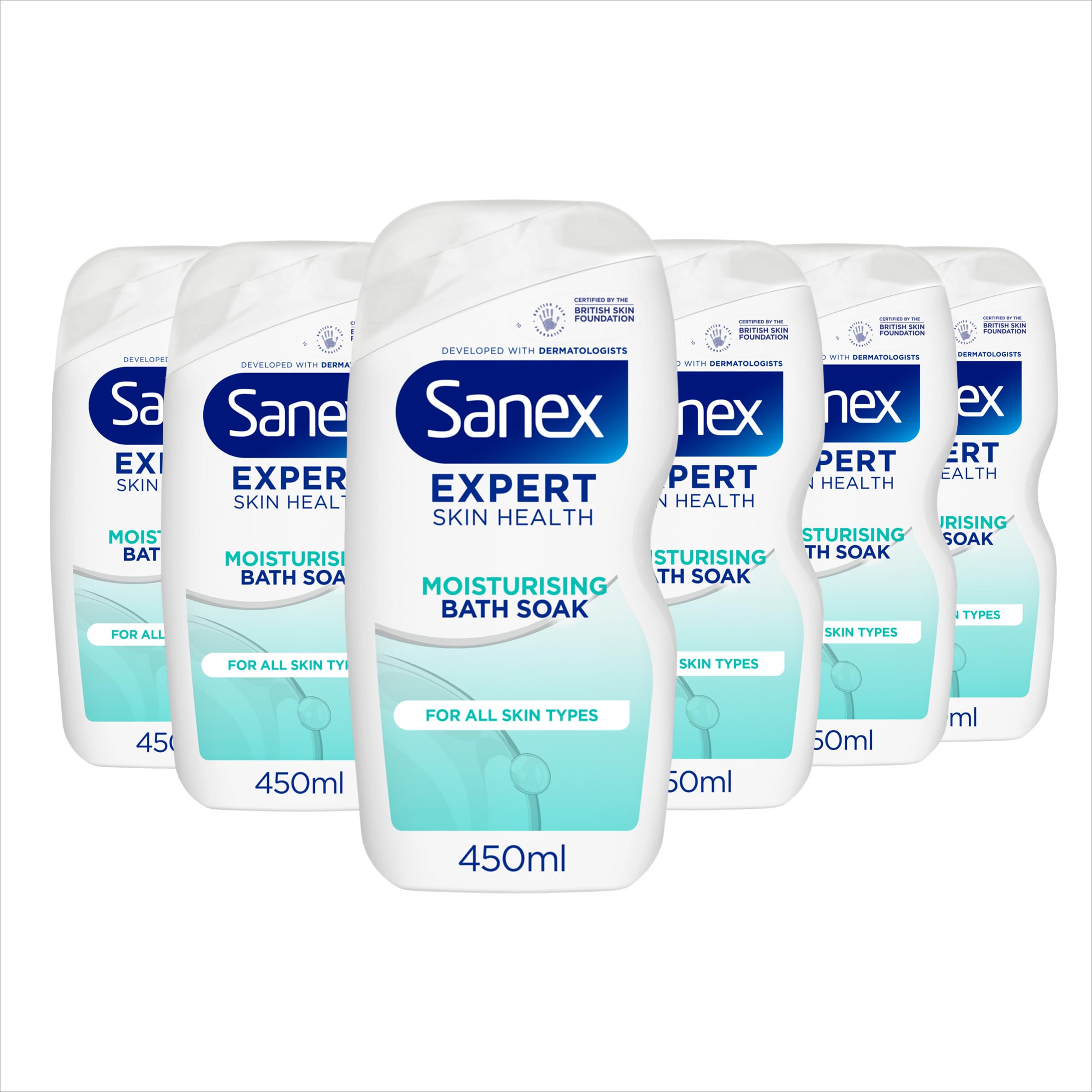 Sanex Expert Skin Health Moisturising Bath Soak 450ml (6 Pack) - 12 Hour Hydration