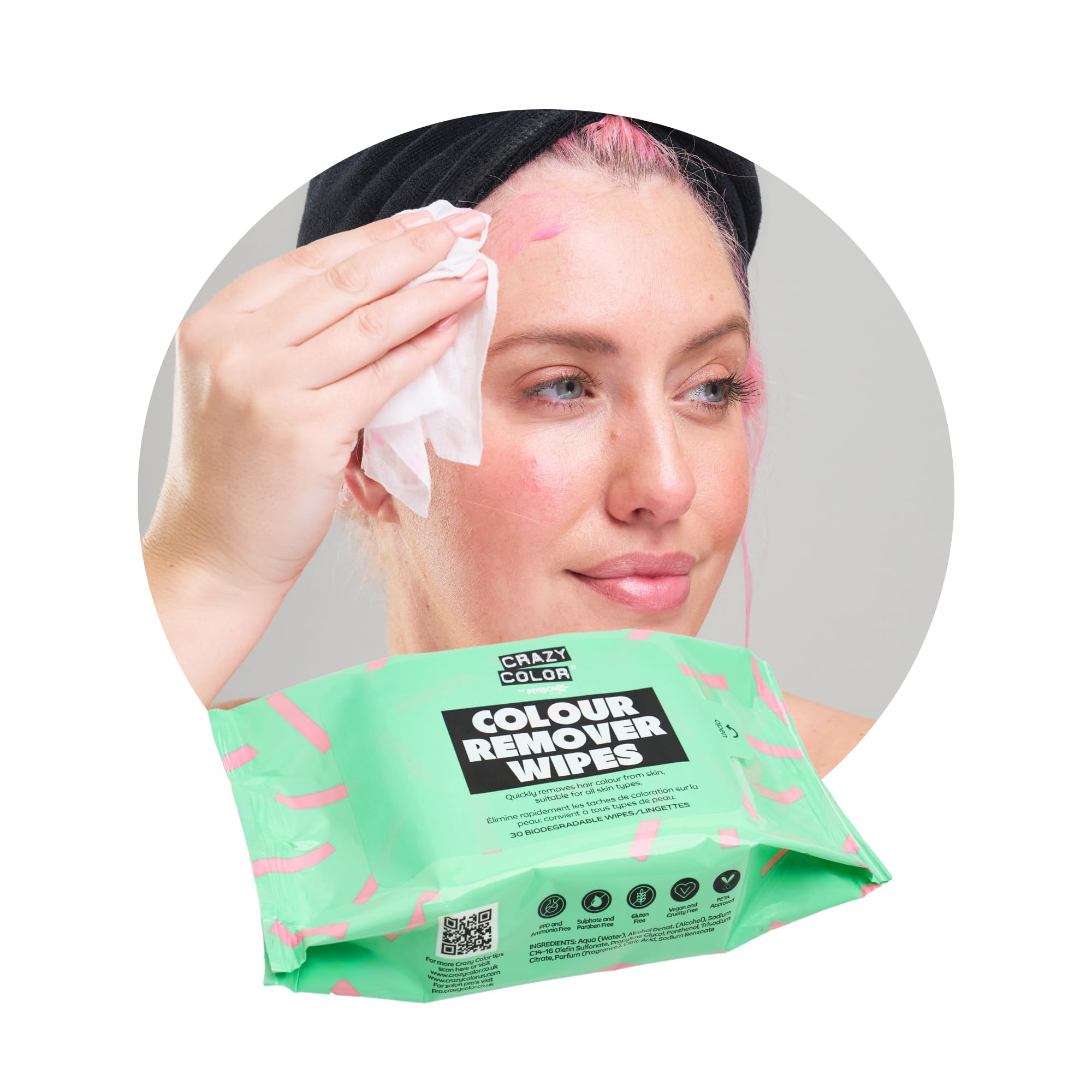 Crazy Color Hair Dye Remover Wipes - Gentle Stain Removal for Face & Skin (30 Pack)