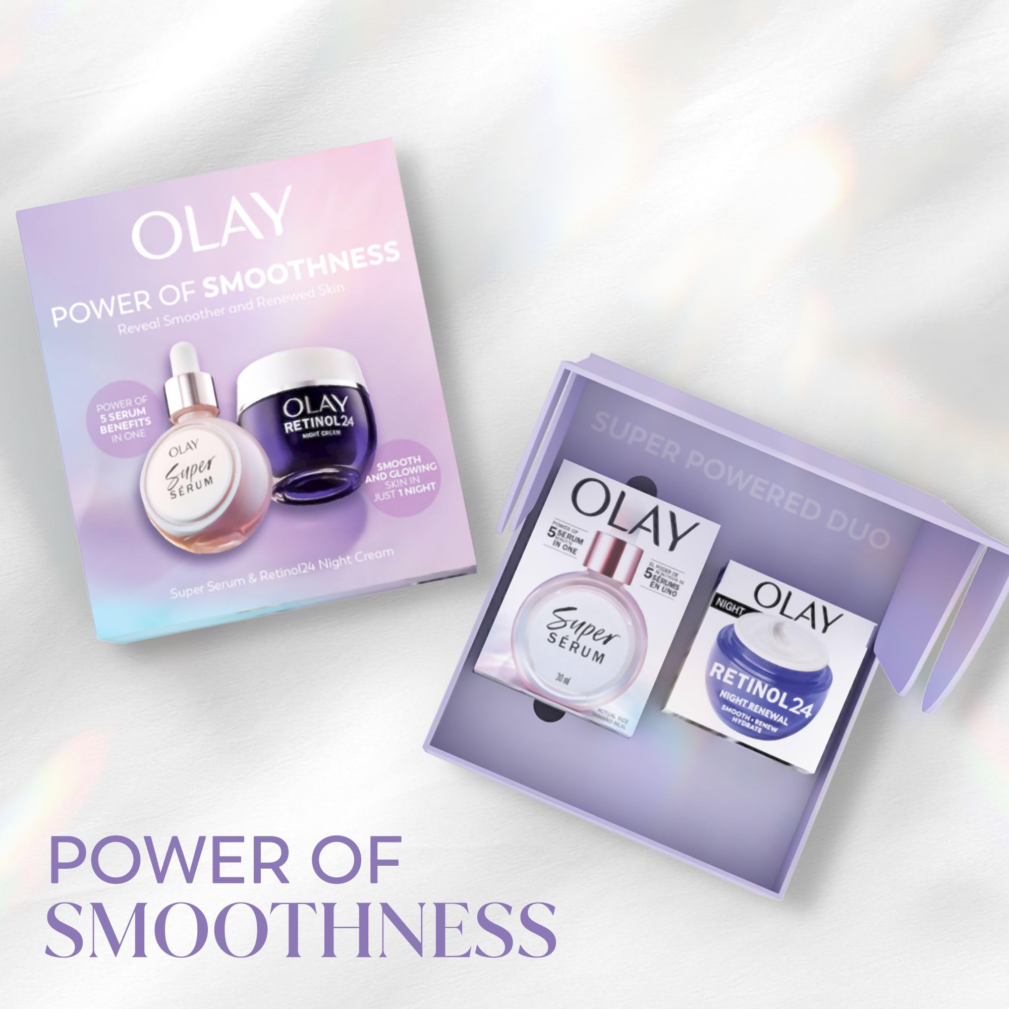 Olay Power of Smoothness Gift Set: Super Serum & Retinol 24 Night Cream Duo