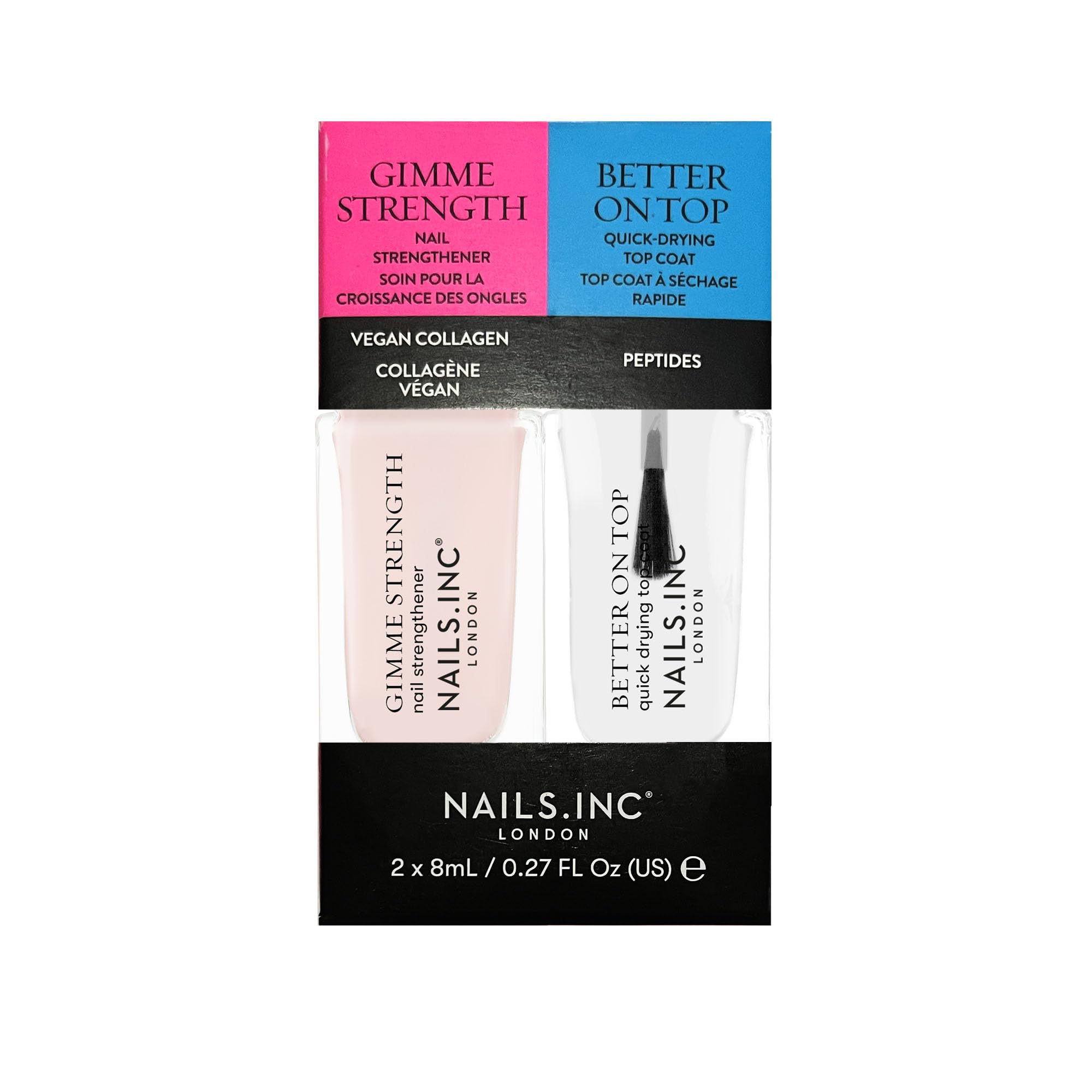 Nails.INC Mini Nail Treatment Duo: Gimme Strength Strengthener & Better On Top Top Coat