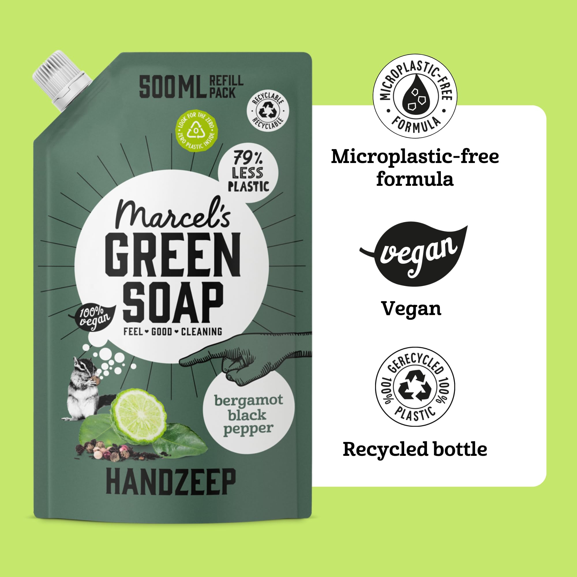 Marcel's Green Soap Hand Soap Refill - Black Pepper & Bergamot - 97% Biodegradable 4