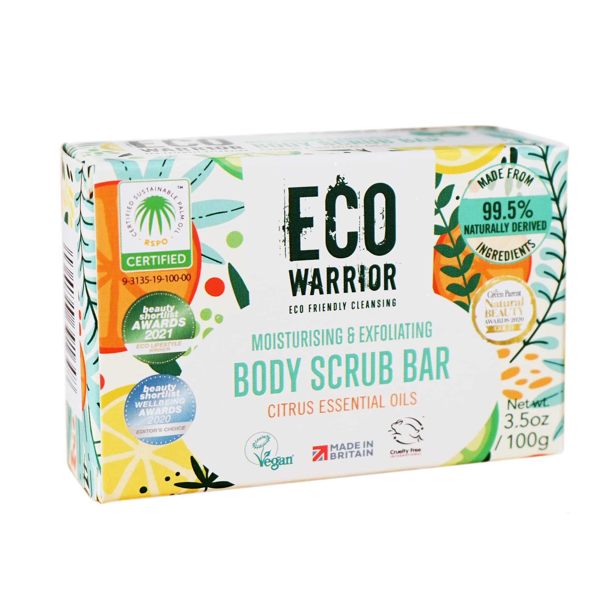 Little Soap Company Eco Warrior Body Scrub Soap Bar with Oatmeal and Citrus Oils
