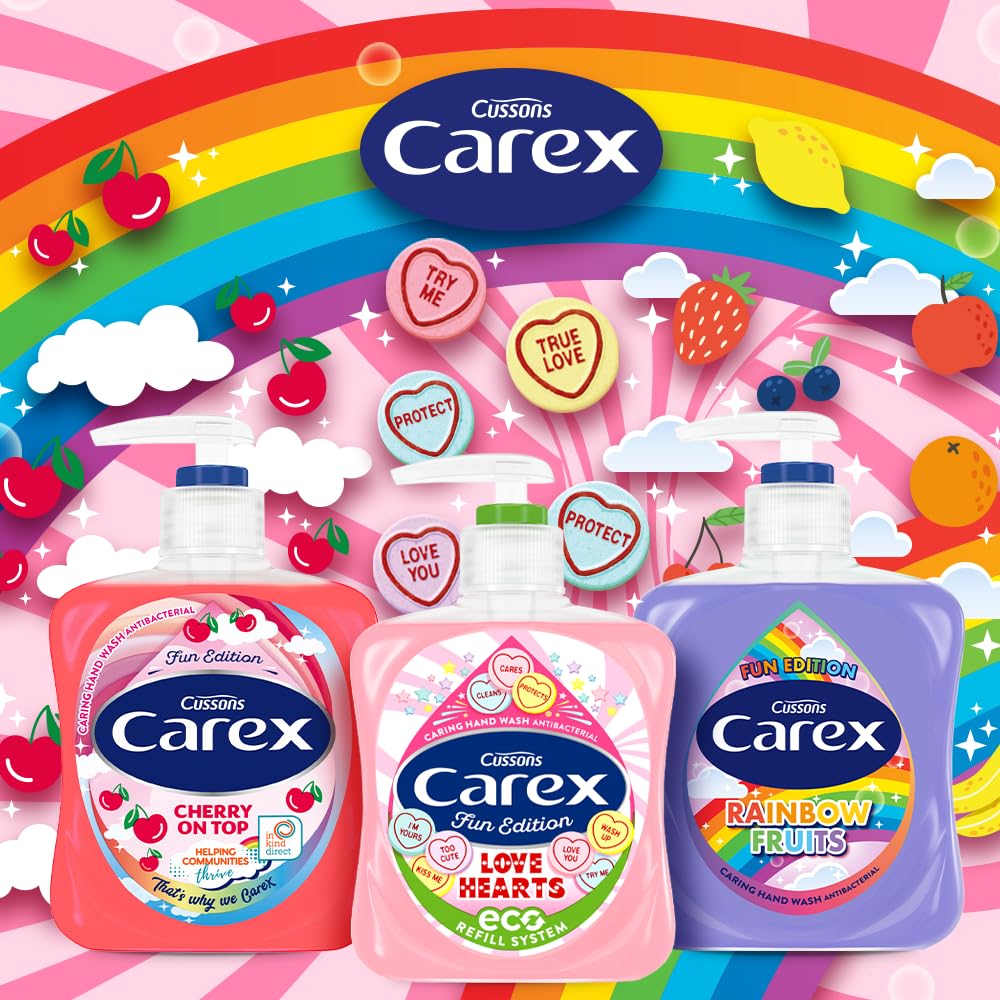 Carex Fun Editions Love Hearts Antibacterial Hand Wash Multipack (6 x 250ml) with Swizzles Fragrance 5