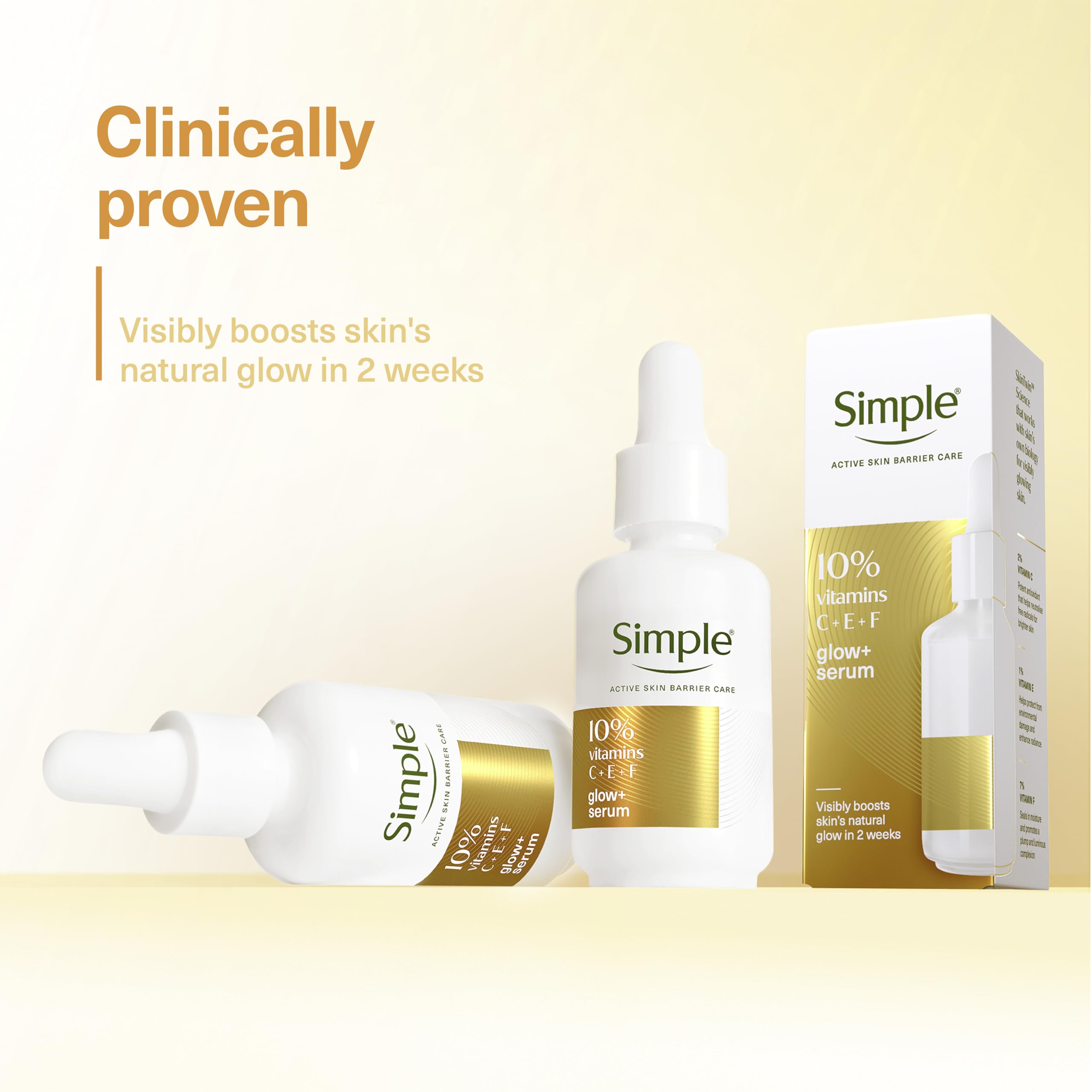 Simple Glow+ 10% Vitamin C + E + F Serum Hautpflege für trockene oder feuchtigkeitsarme Haut 3