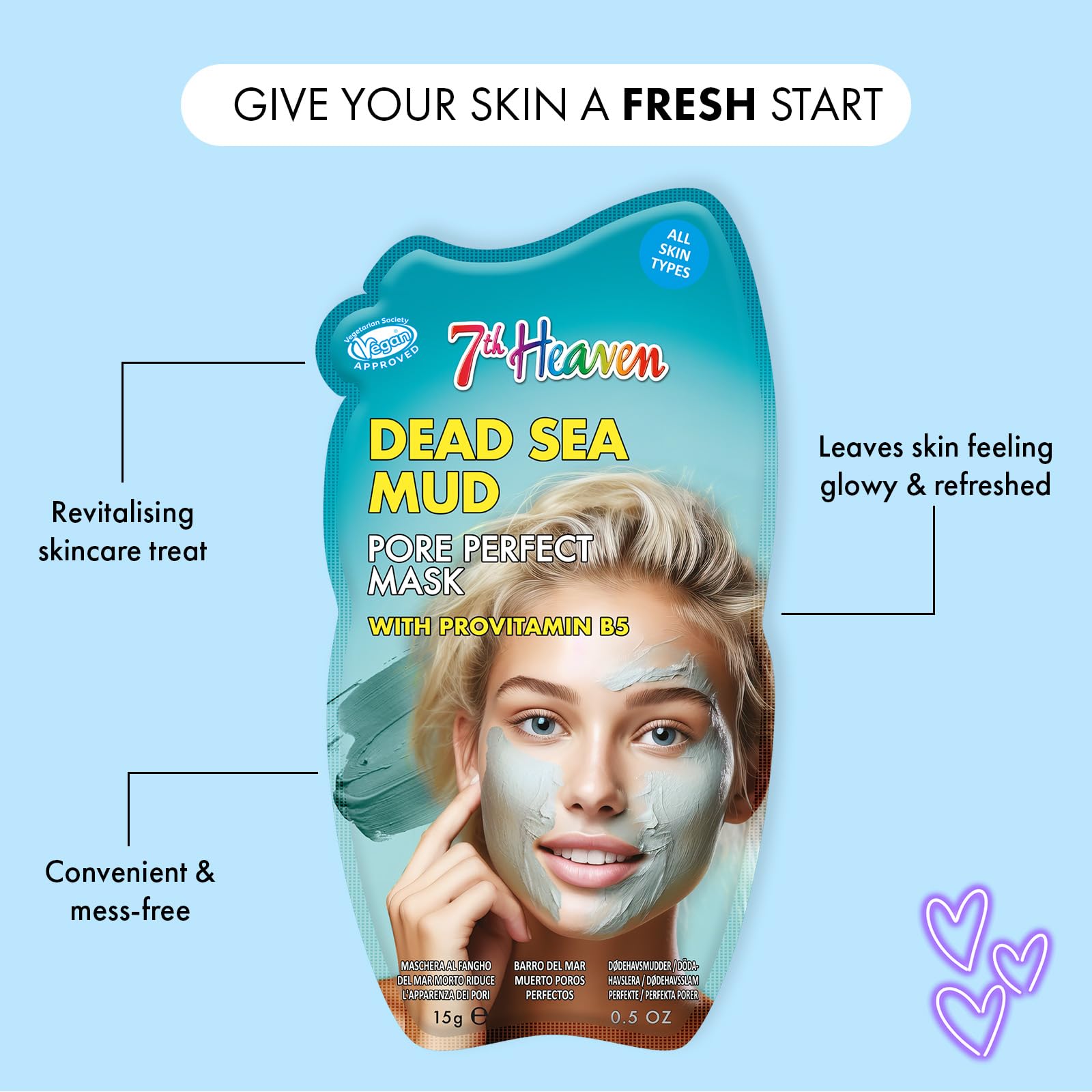 7th Heaven Dead Sea Mud Clay Face Mask with Pro-Vitamin B5 for Pore Reduction