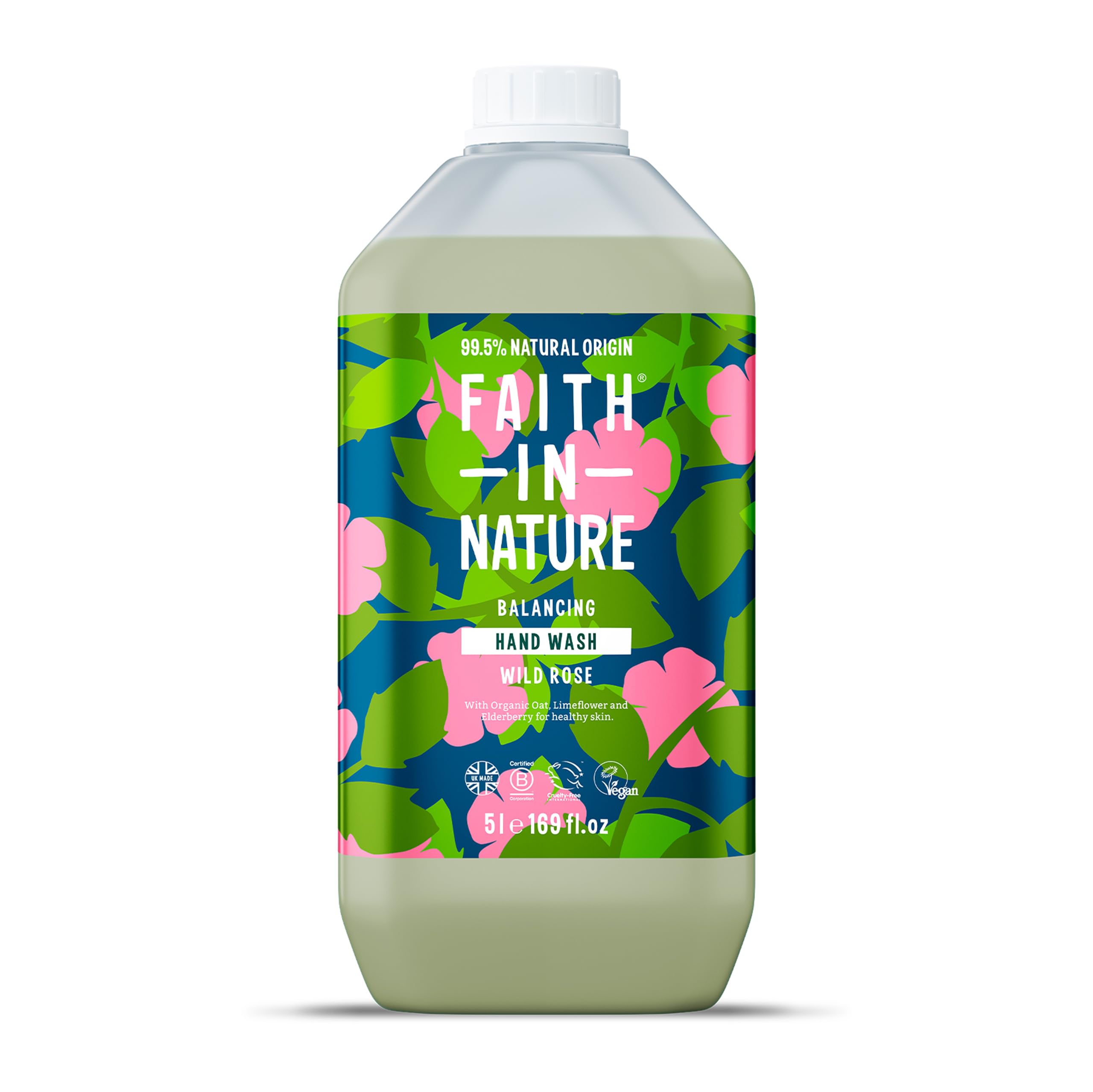 FAITH IN NATURE Wild Rose Liquid Hand Wash, Balancing, Vegan & Natural Refill