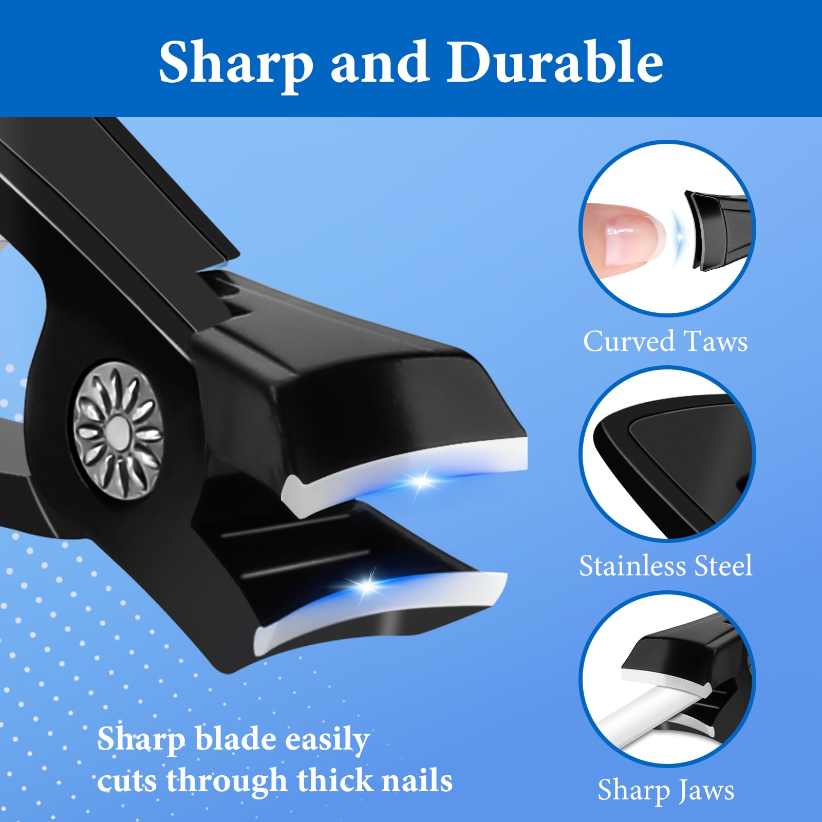 Euqvunn Heavy Duty Stainless Steel Toenail Clippers with 15mm Wide Opening 3