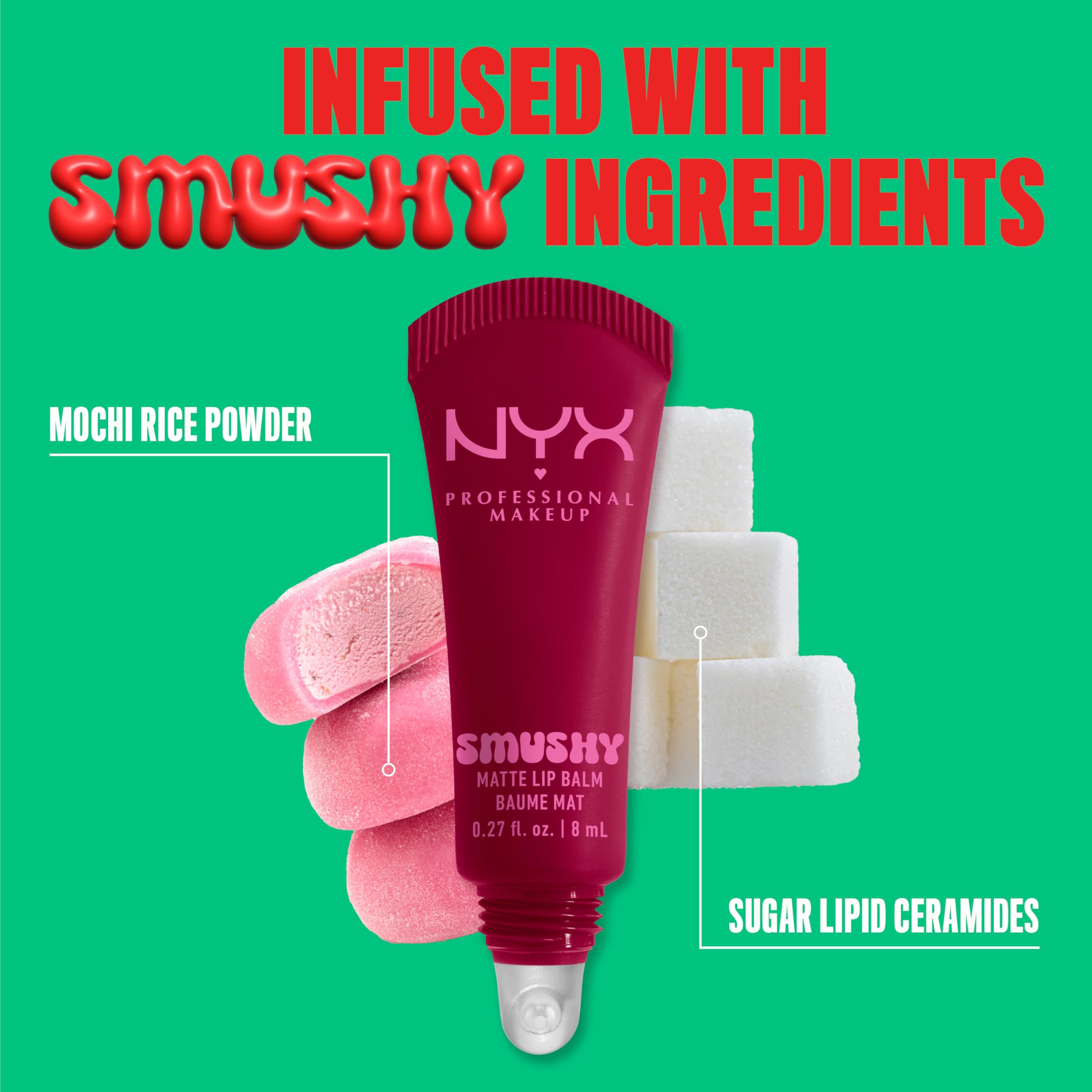 NYX Professional Makeup Smushy Matte Lip Balm, Squeeze N' Sizzle, Hydrating Buildable Colour 6