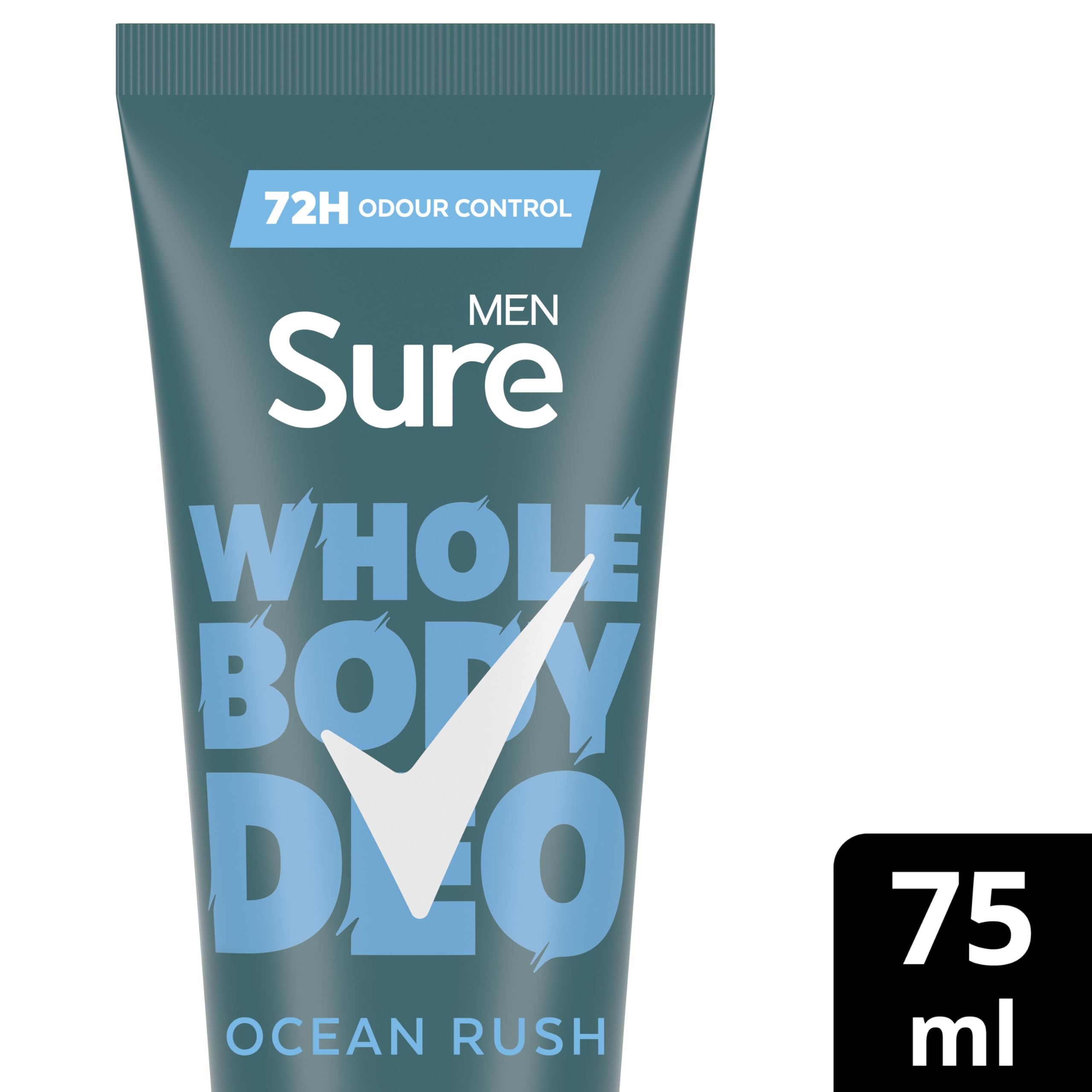 Sure Men Ocean Rush Ganzkörper-Deocreme mit Kräuter- und Holzduft und 72 Stunden Schutz vor Körpergeruch, 75 ml