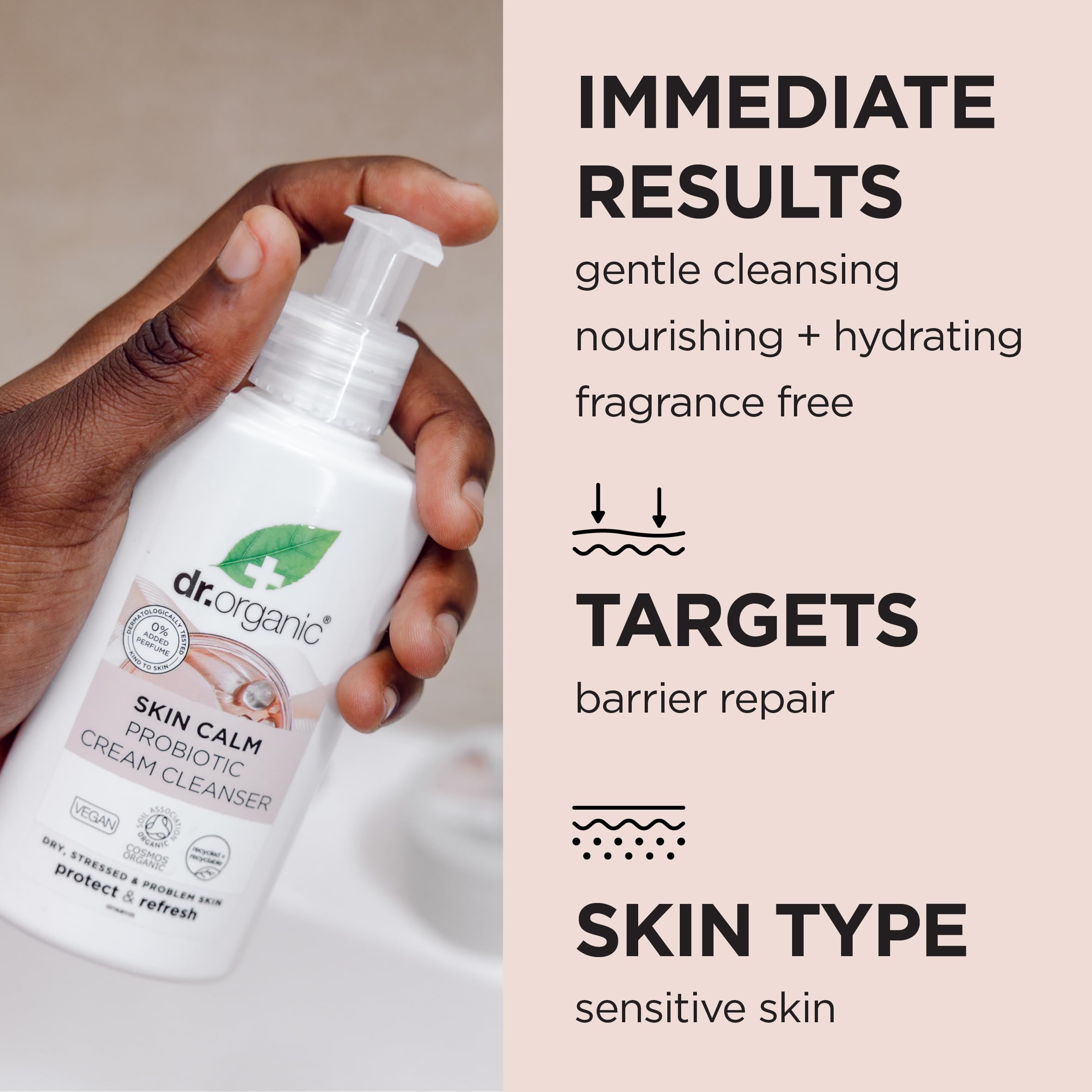 Dr Organic Skin Calm Probiotic Cream Cleanser for Sensitive & Problem Skin 3