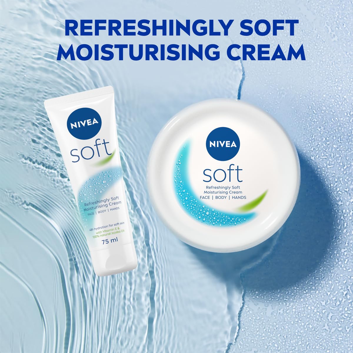 NIVEA Soft Moisturising Cream 75ml - 48H Face, Body & Hand Moisturiser with Vitamin E 7
