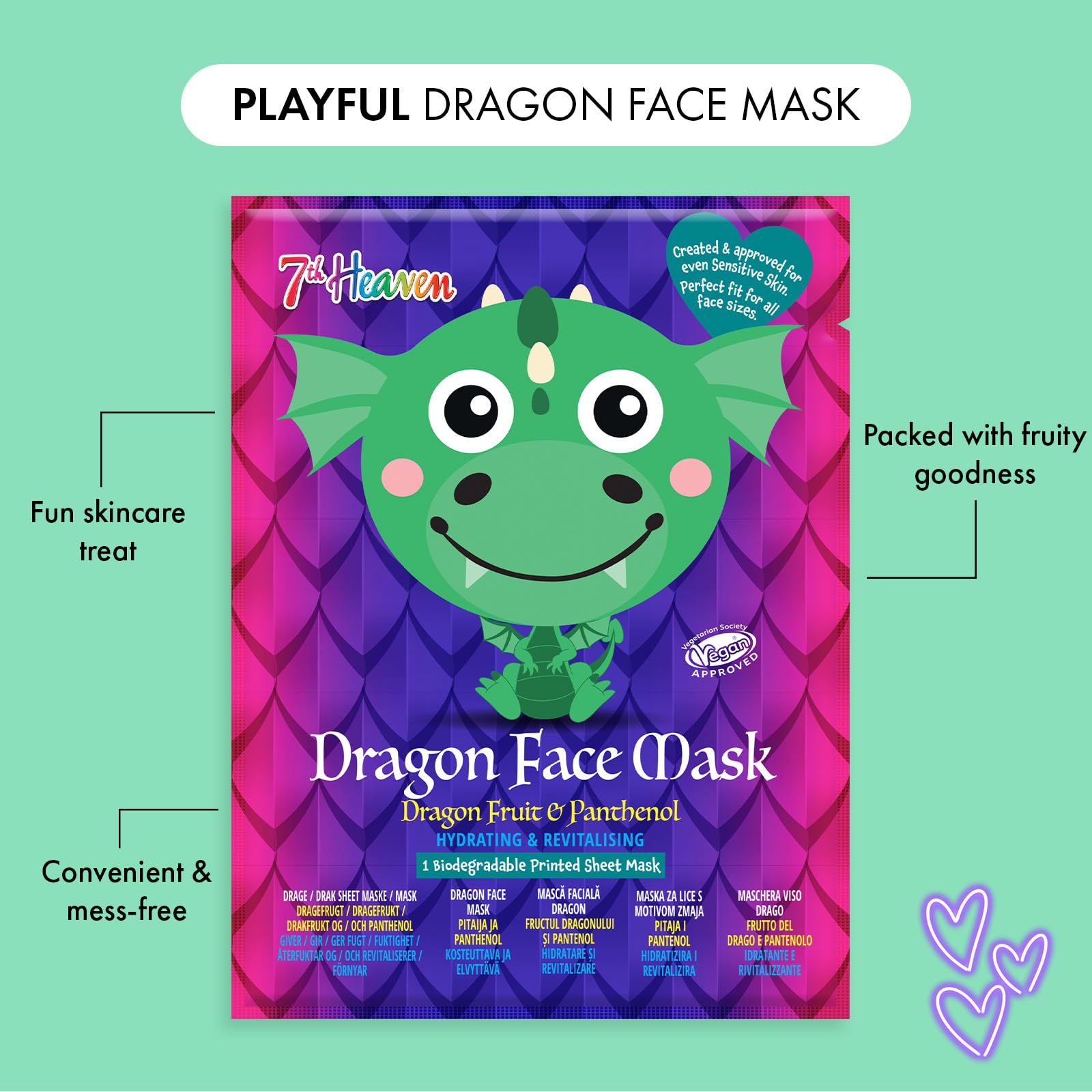 7th Heaven Dragon Fruit Hydrating Sheet Face Mask for Sensitive Skin