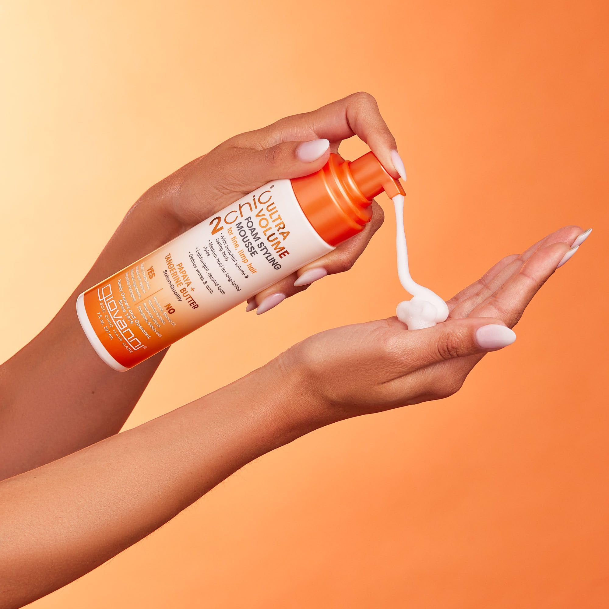 GIOVANNI 2chic Ultra Volume Styling Foam Mousse with Tangerine & Papaya 210ml 3