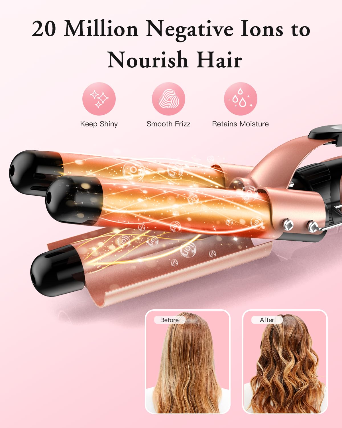 BESTOPE PRO 5-in-1 Ceramic Hair Curler Wand Set (9-32mm) with 2 Temperature Settings for All Hair Types 3
