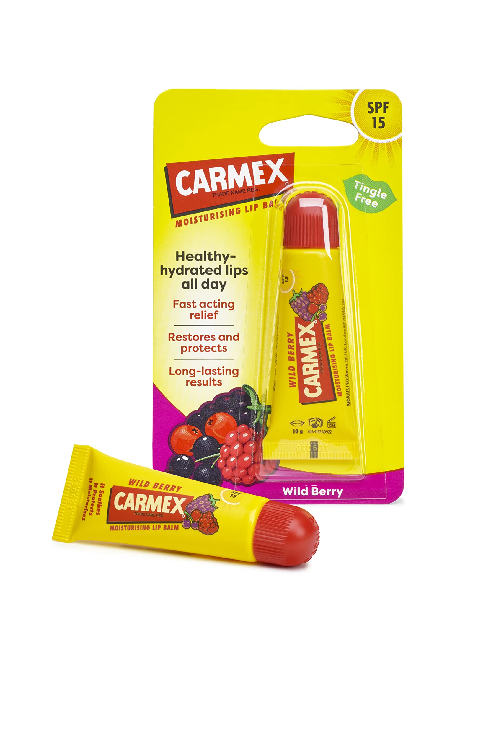 CARMEX Wild Berry SPF15 Lip Balm Tube - Hydrating, Tingle-Free Sun Protection 5