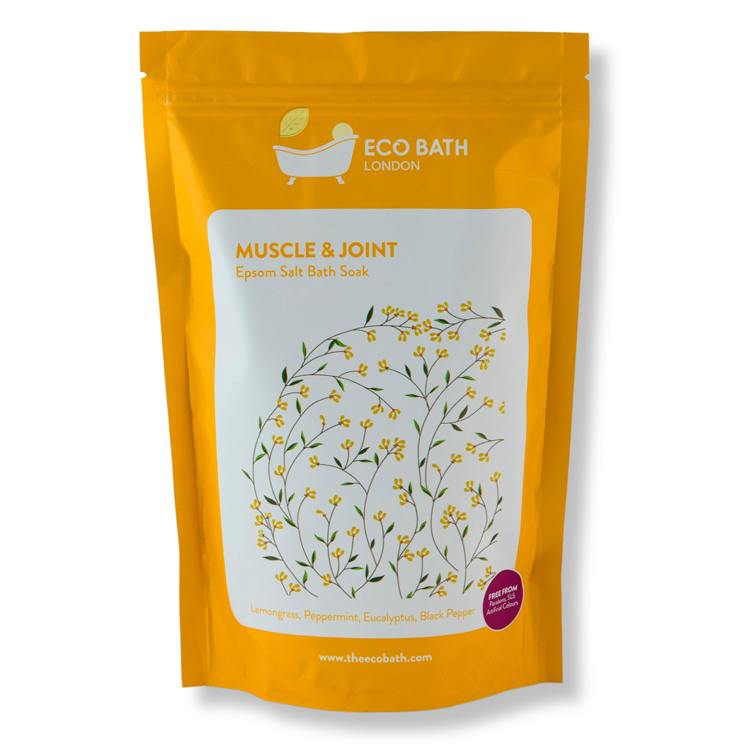 Eco Bath London Muscle & Joint Epsom Salt Bath Soak Pouch 1kg, Rich in Magnesium