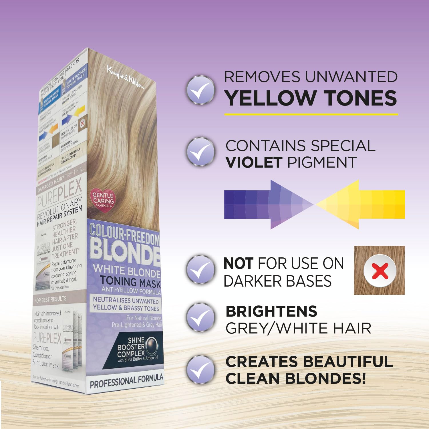 Knight & Wilson Colour-Freedom Blonde Anti-Yellow Toner Mask, Semi Permanent Conditioning Treatment 150ml 6