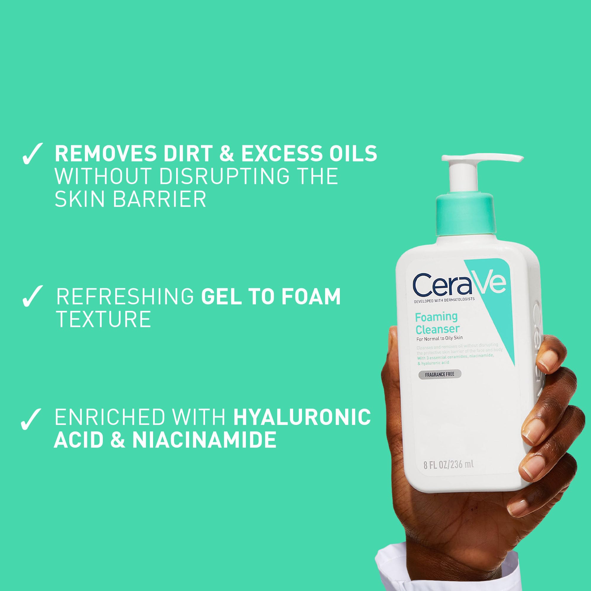 CeraVe Foaming Cleanser with Niacinamide and 3 Essential Ceramides for Normal to Oily Skin 473ml 4