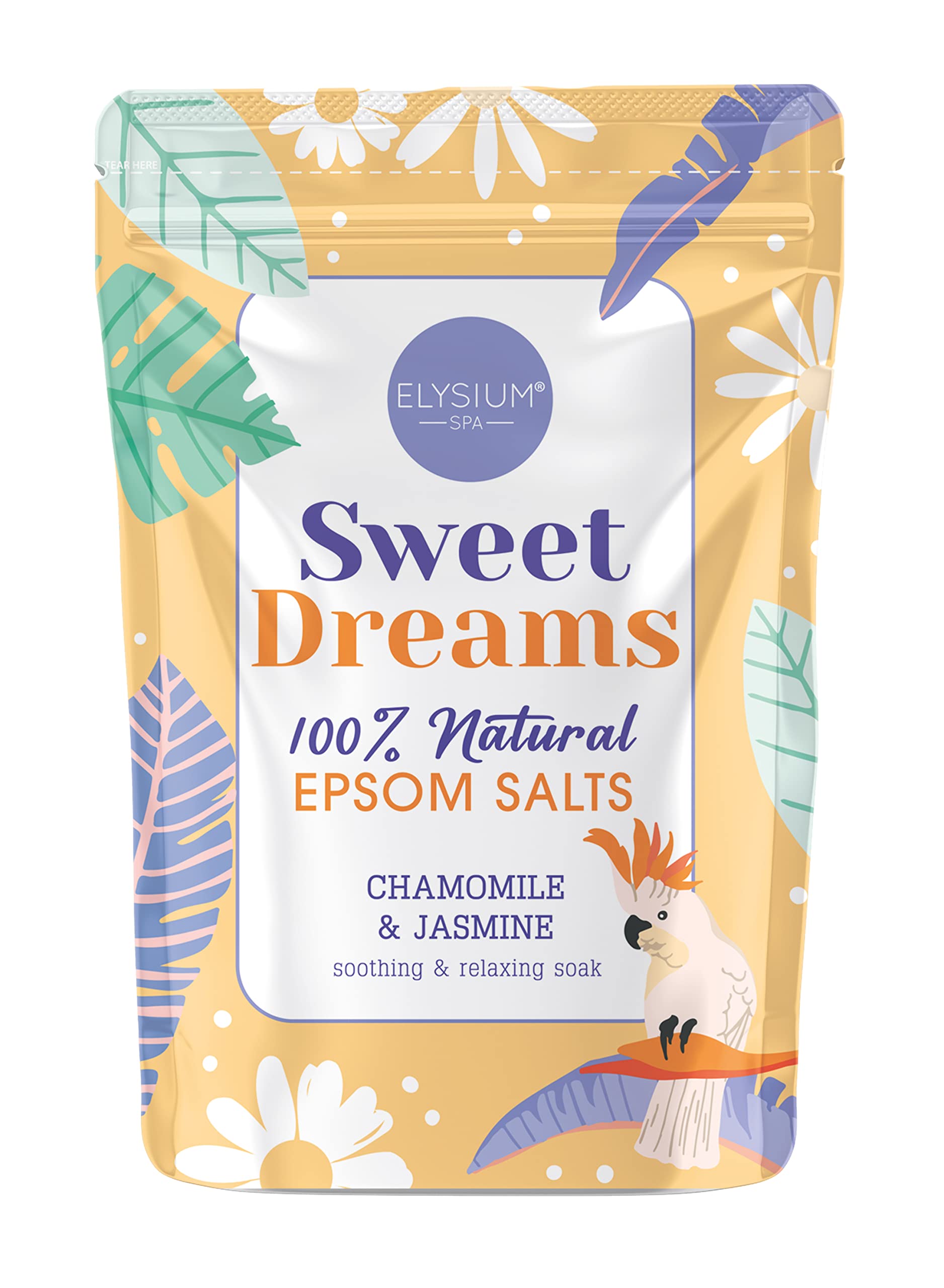 Elysium Spa Chamomile & Jasmine Epsom Salts for Restful Sleep and Muscle Relief (450g)