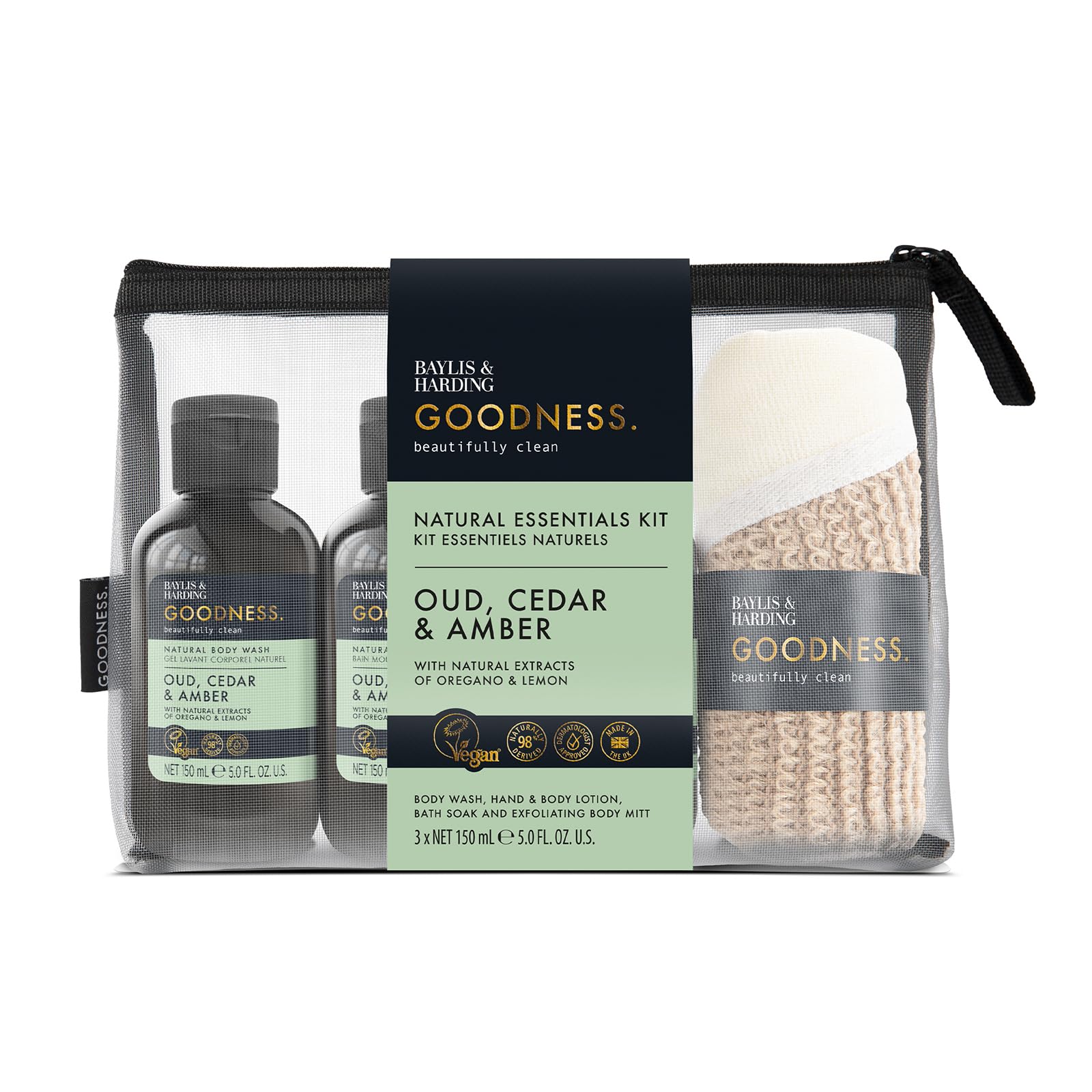 Baylis & Harding Goodness Oud, Cedar & Amber Essentials Gift Set - Vegan