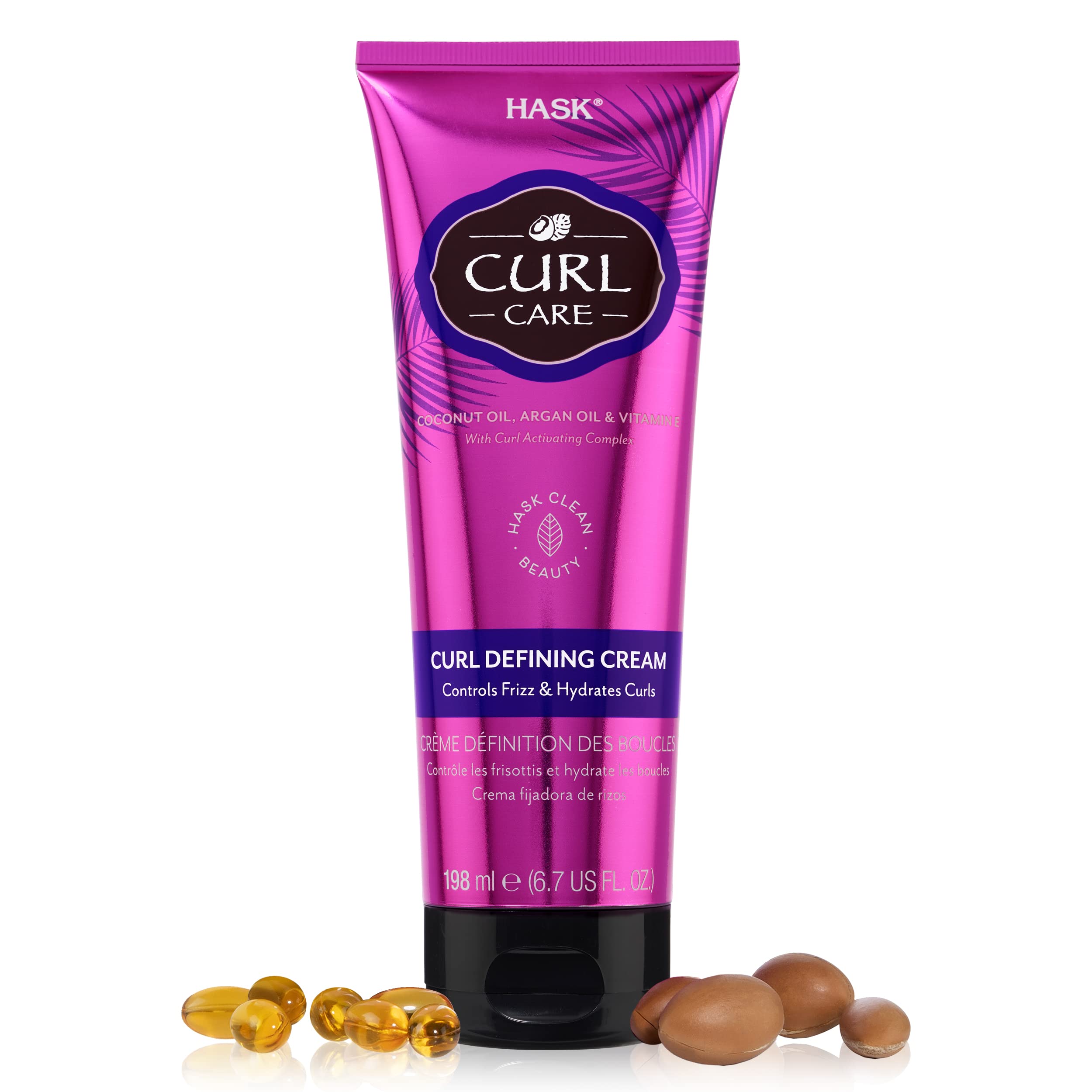 HASK Curl Defining Cream for Curly Hair with Coconut Oil, Argan Oil & Vitamin E