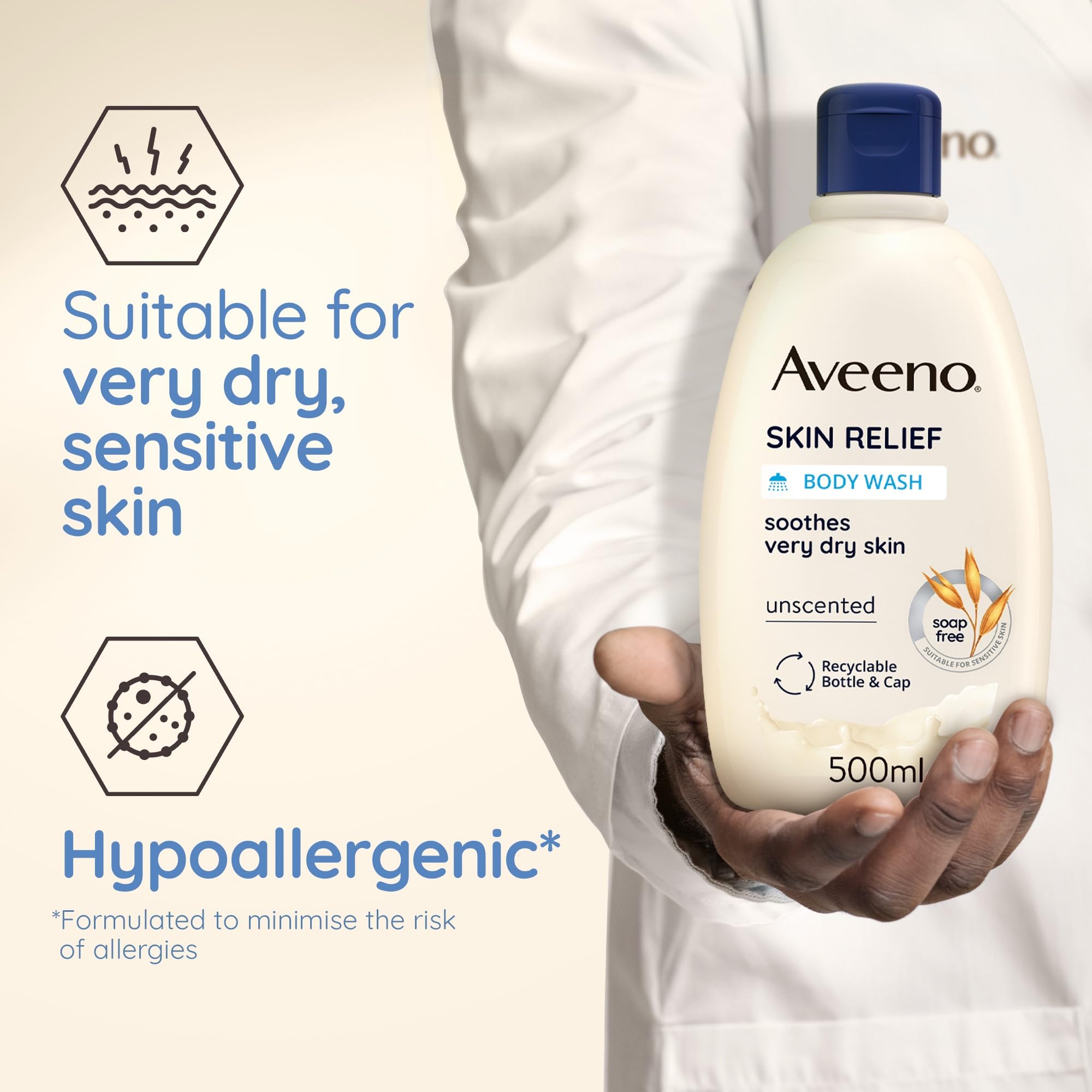 Aveeno Skin Relief Body Wash for Very Dry Skin, Soothing Formula, 500ml 5