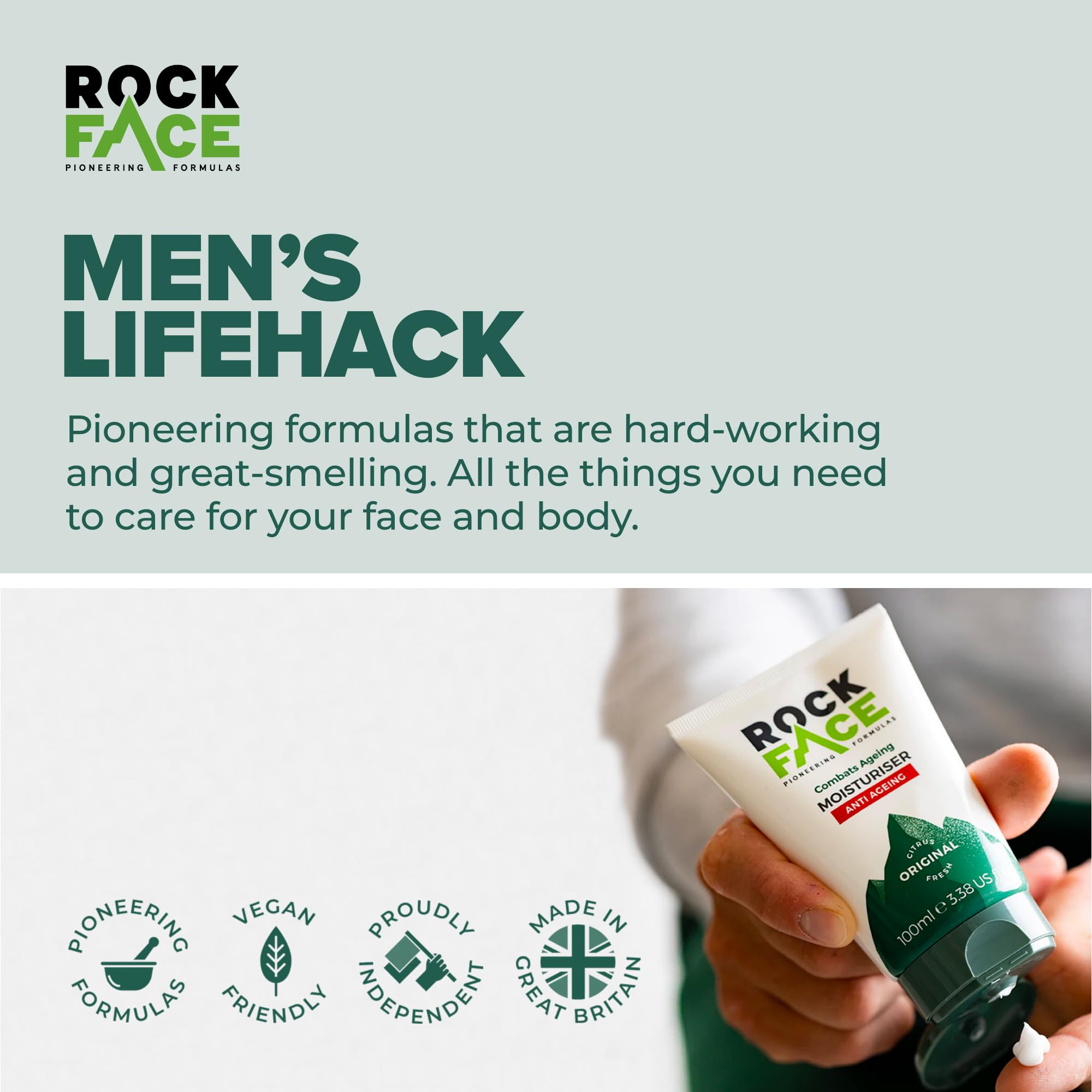 Rock Face Men's Anti-Aging Moisturiser with Niacinamide and Quinoa Extract, 100ml