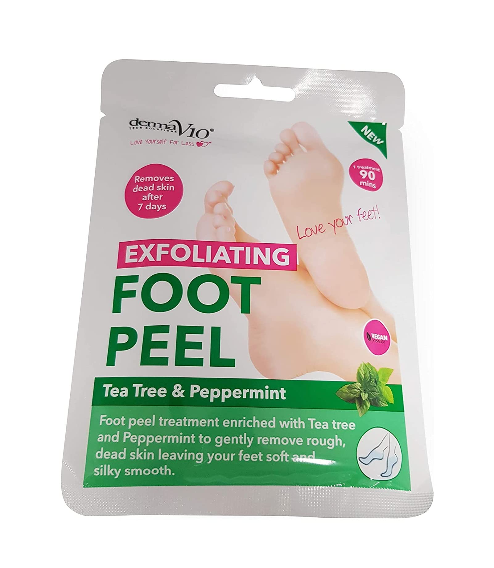 Derma V10 Exfoliating Foot Peel with Tea Tree and Peppermint for Smooth Feet 3