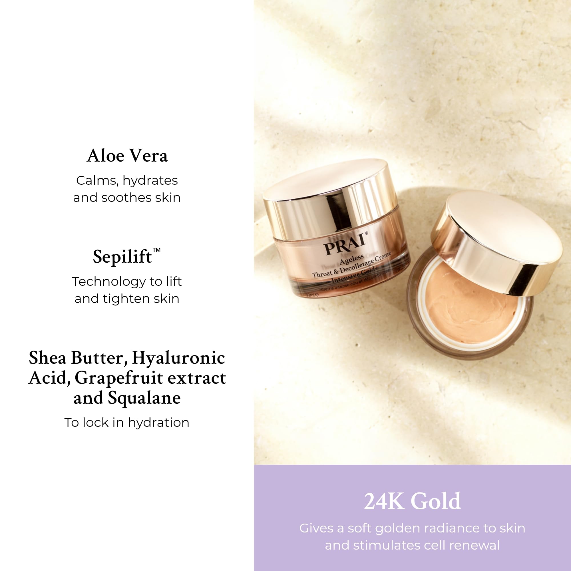 PRAI Ageless Throat & Decolletage Intensive Gold Creme with 24K Gold 50ml 3