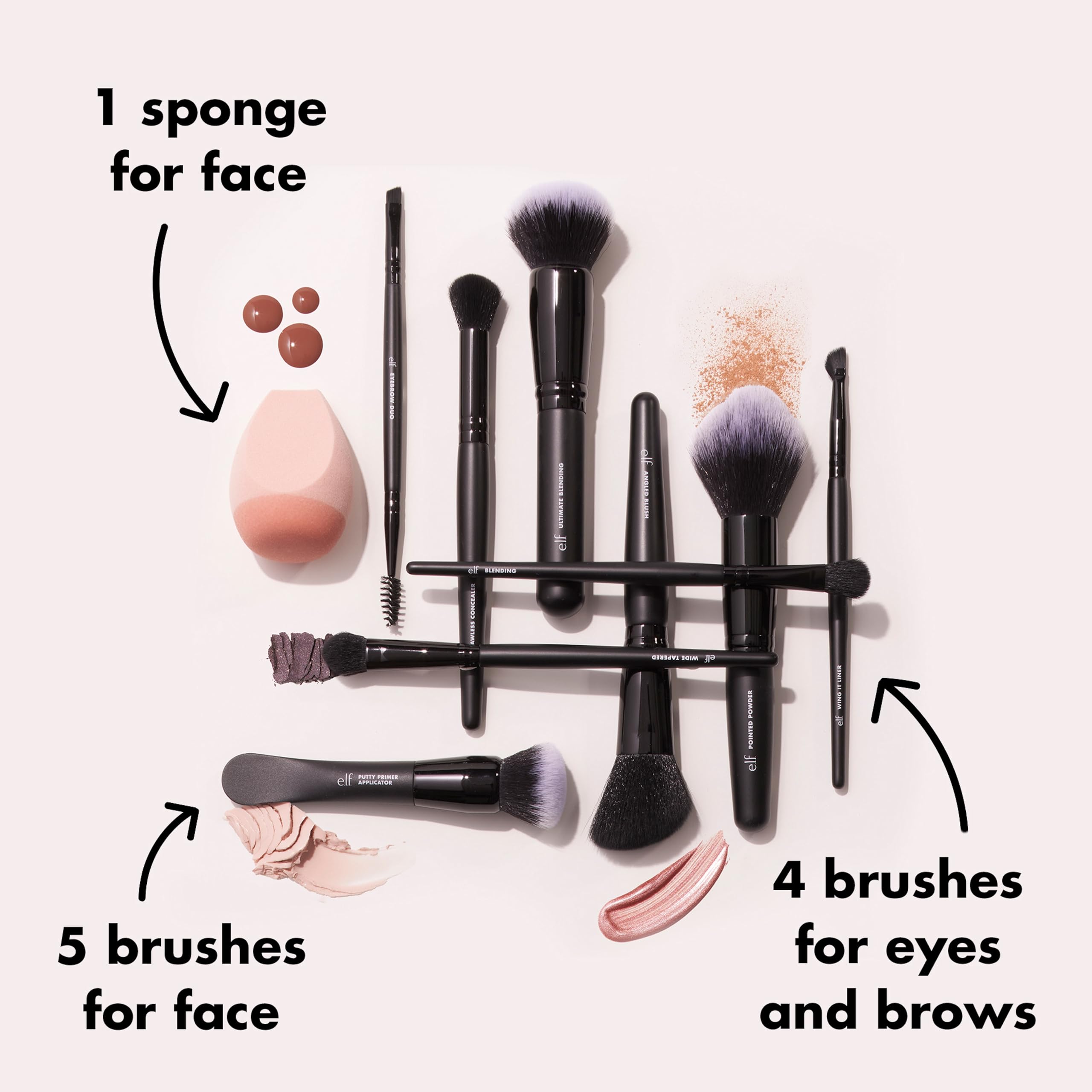 e.l.f. Ten Out Of Ten 10-Piece Makeup Brush Set for Face and Eye Application