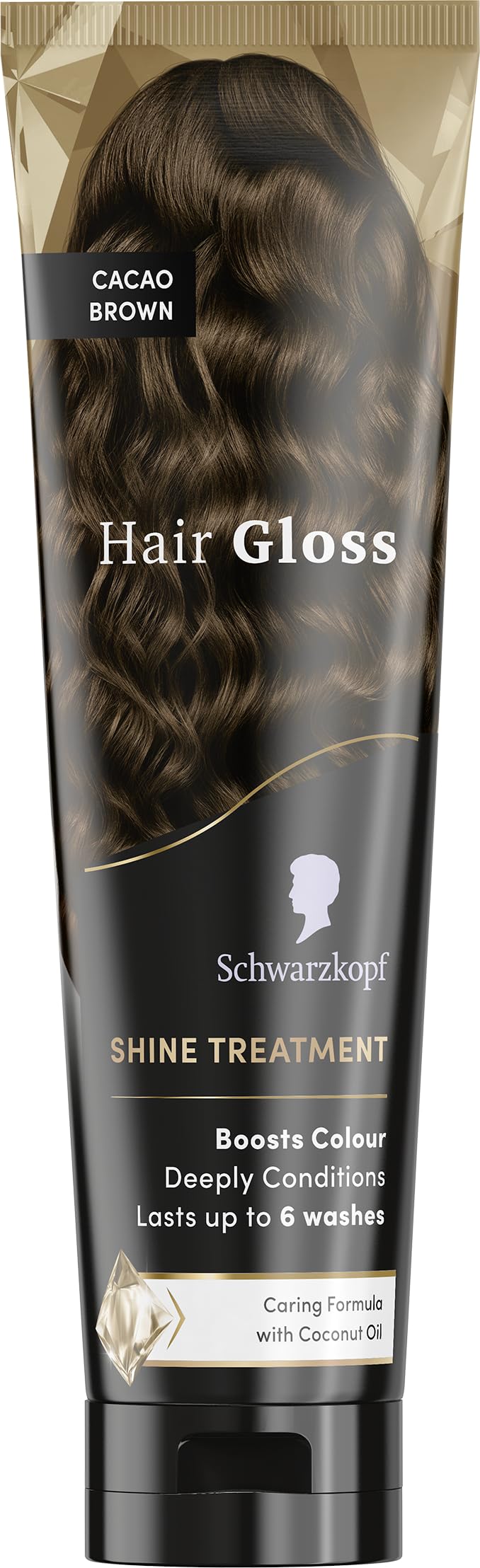 Schwarzkopf Hair Gloss Cacao Brown 150ml: Semi-Permanent Colour & Coconut Oil Shine Treatment