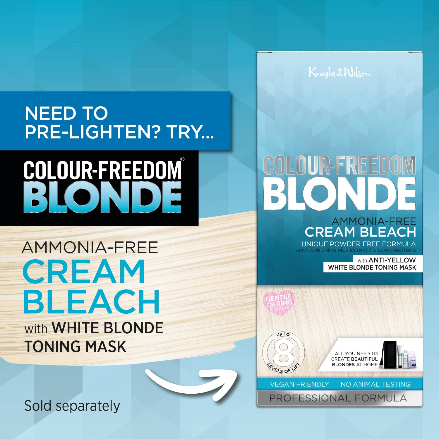 Colour Freedom Metallic Silberblond Permanente Haarfarbe mit PurePlex. Ultraglänzende, pflegende Haarfarbe. 100 % Grauabdeckung. Von Knight &amp; Wilson. 6