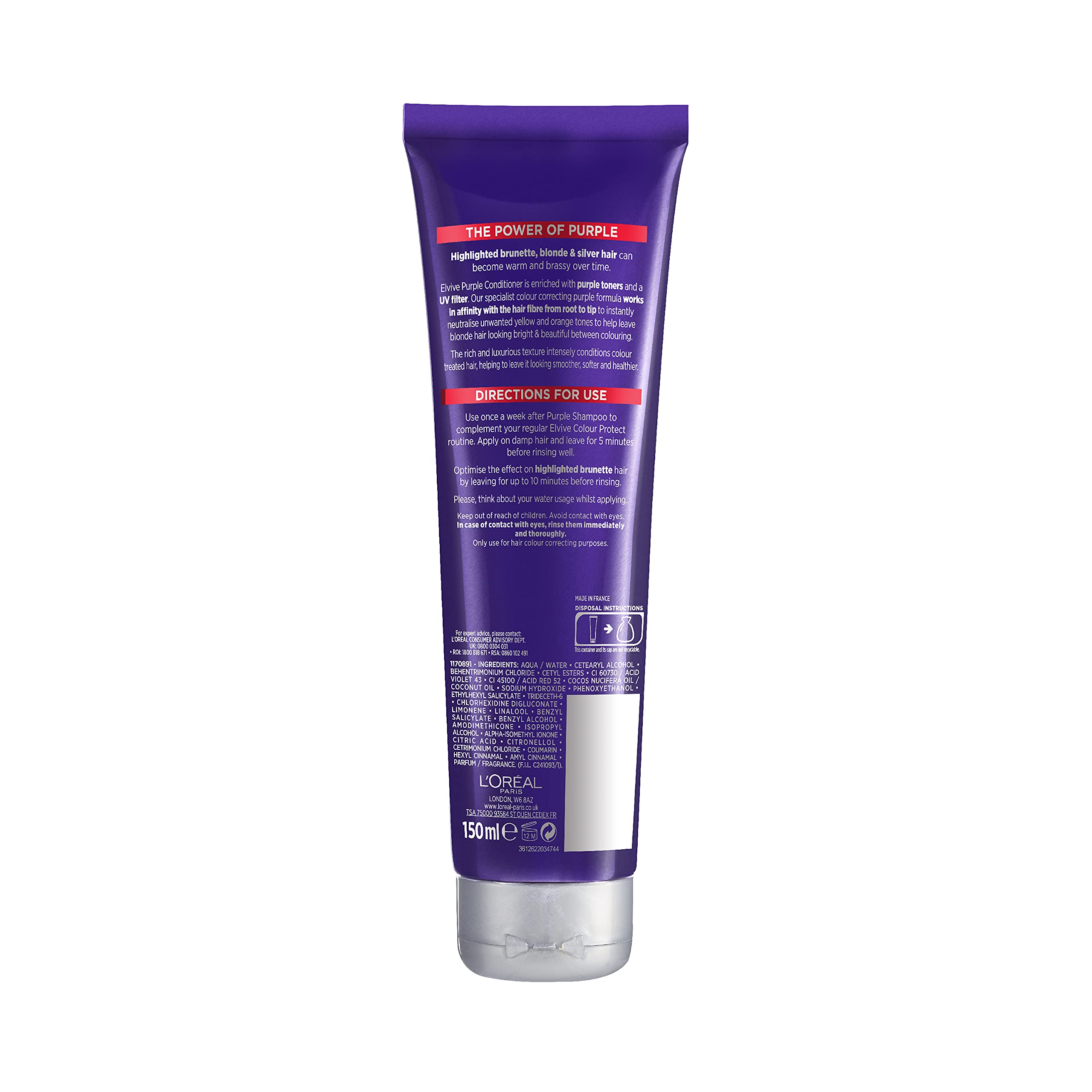 L'Oreal Paris Elvive Colour Protect Purple Conditioner, 150 ml