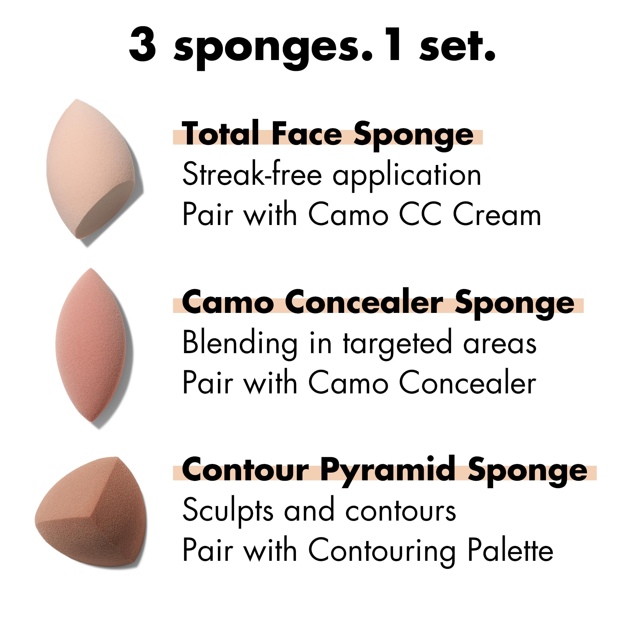 e.l.f. Total Sponge Set: 3 Multi-use Makeup Sponges for Flawless Blending 3
