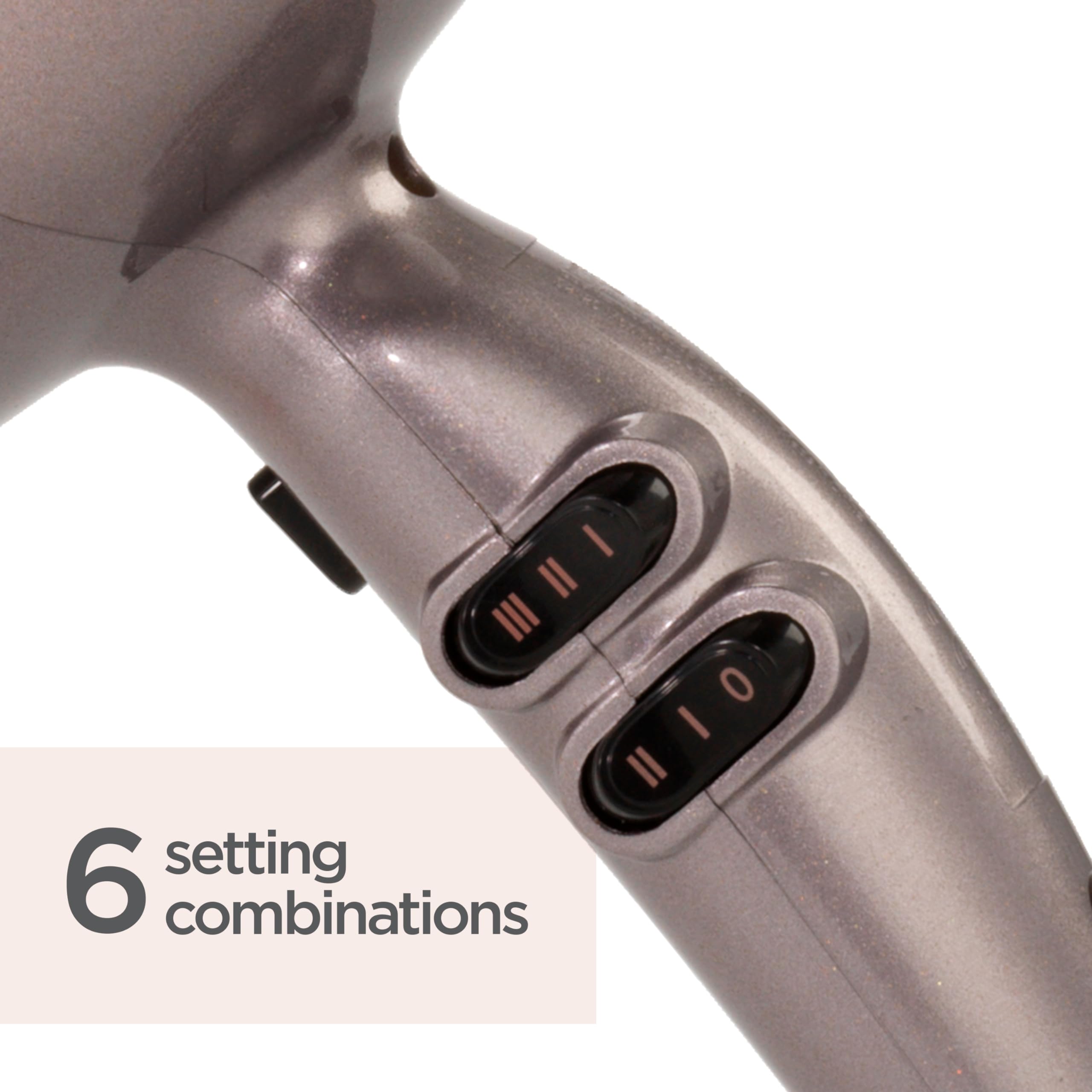 BaByliss Shimmer Haartrockner – 2100 W Professioneller Ionen-Haartrockner, leichter Reisehaartrockner, schnelltrocknender Keramik-Haartrockner, 3 Heiz- und 2 Gebläsestufen, Silber, 5336BU 4