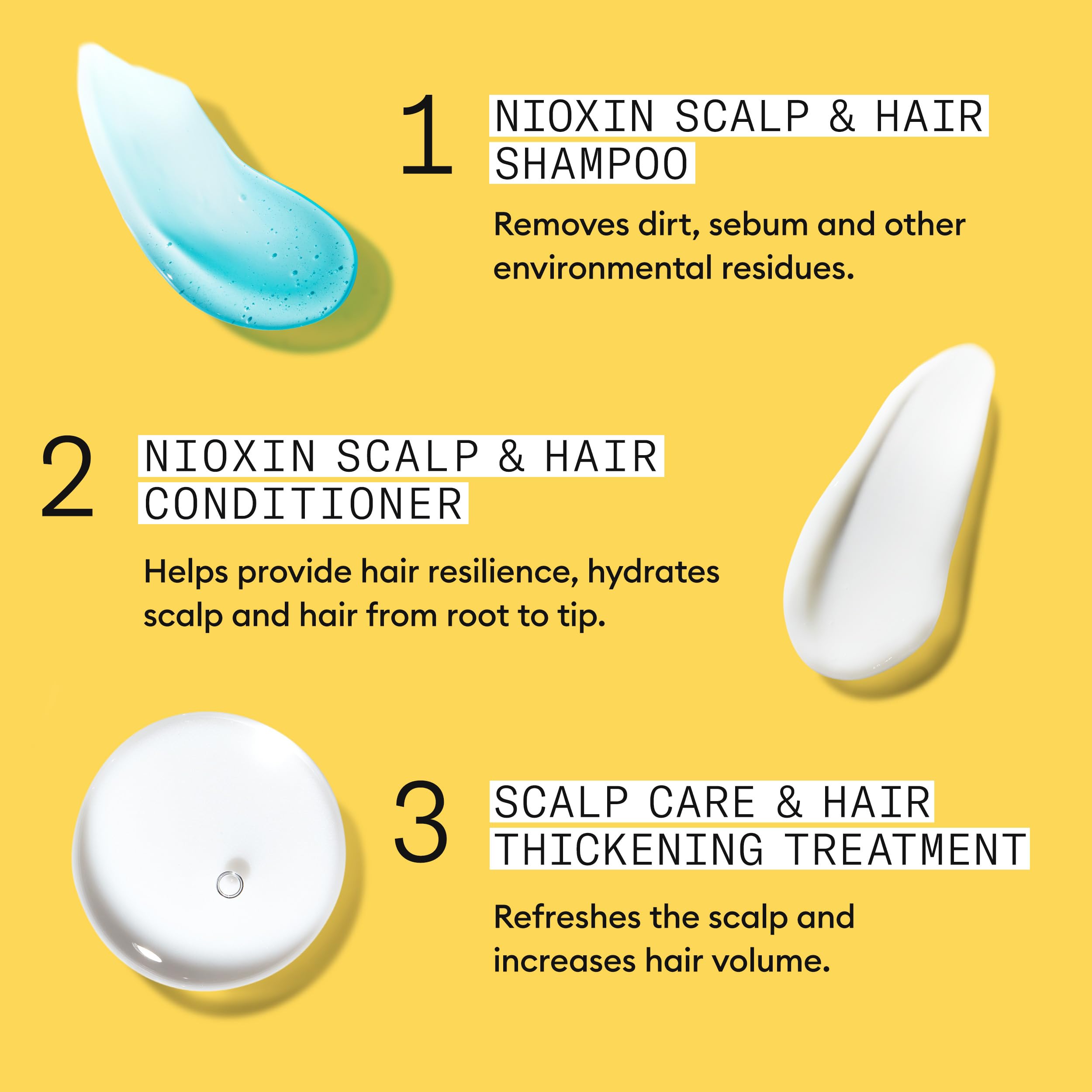 NIOXIN Scalp + Hair Thickening System 1 Kit for Natural Hair with Light Thinning (150+150+50ml) 8