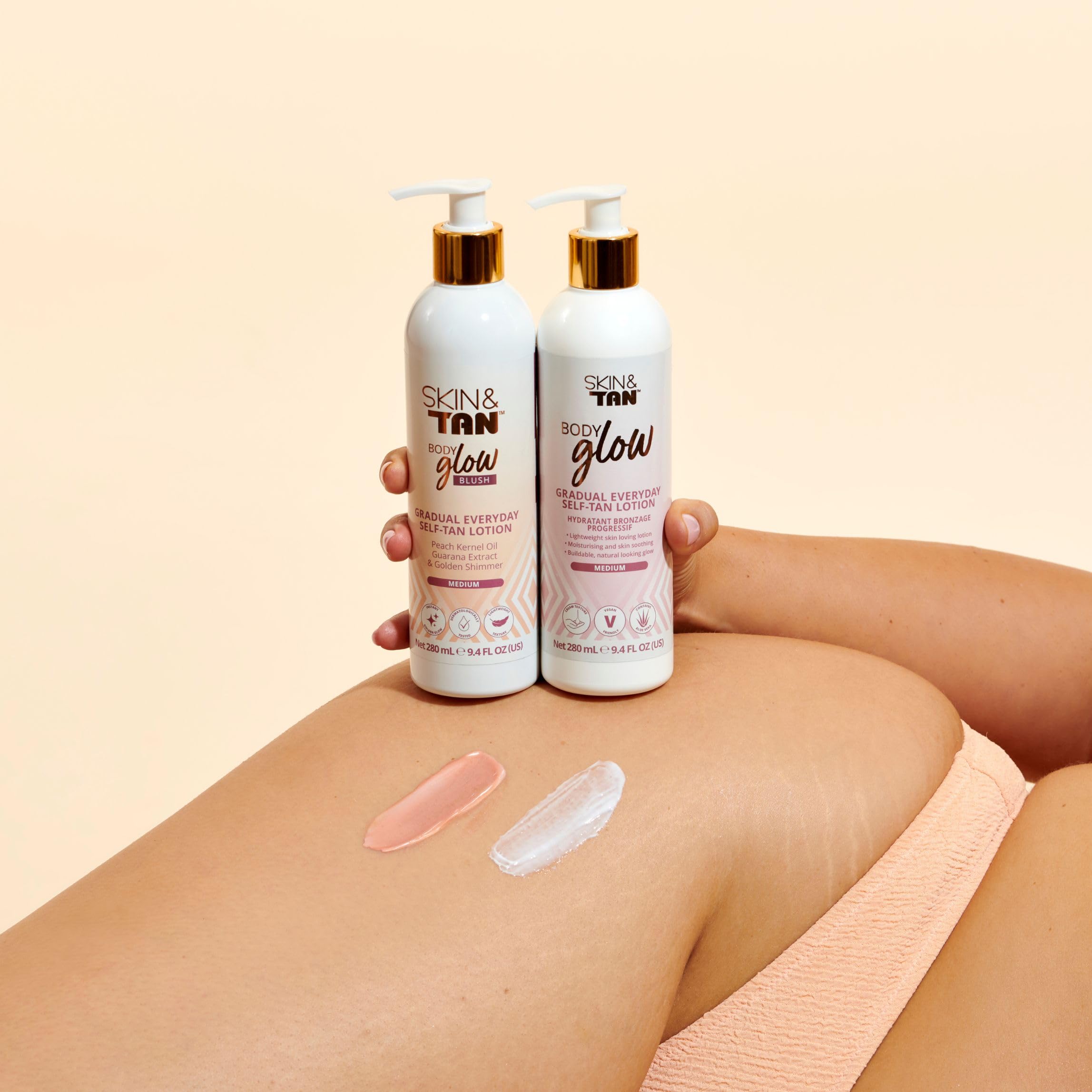 Skinny Tan Body Glow Feuchtigkeitsspendende Bräunungslotion – Selbstbräunungslotion, tierversuchsfrei, parabenfrei &amp; vegan, mit Kokos- und Vanilleduft, 280 ml 8