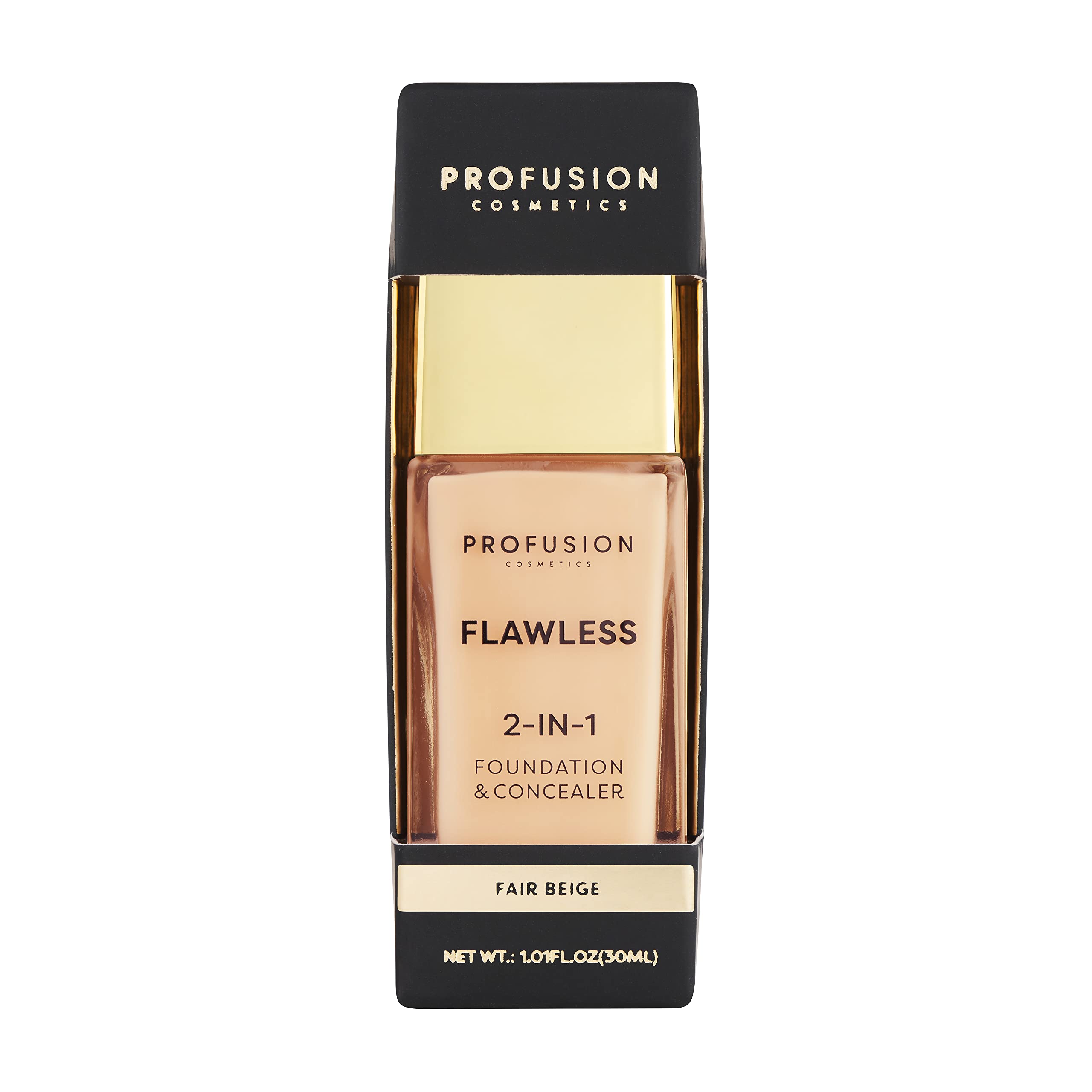 Profusion Cosmetics 2-In-1 Foundation and Concealer for Light Skin Tone - Fair Beige Matte Finish